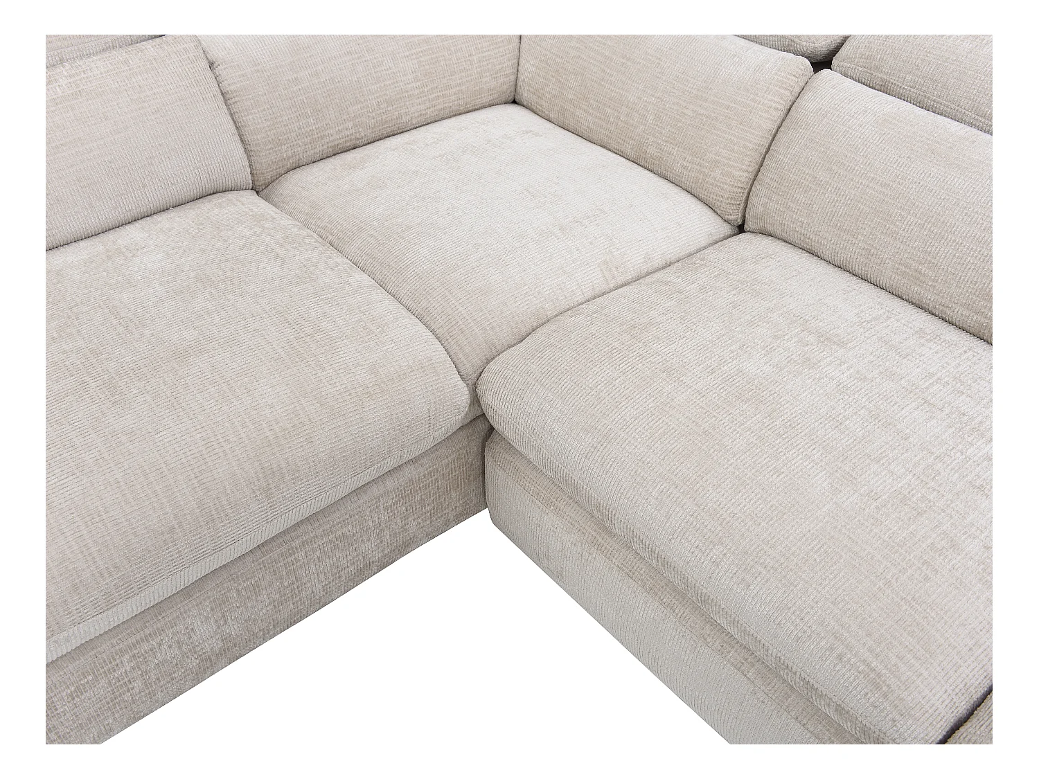 Hoekslaapbank met hoek links van beige stof met textuur SURDELI