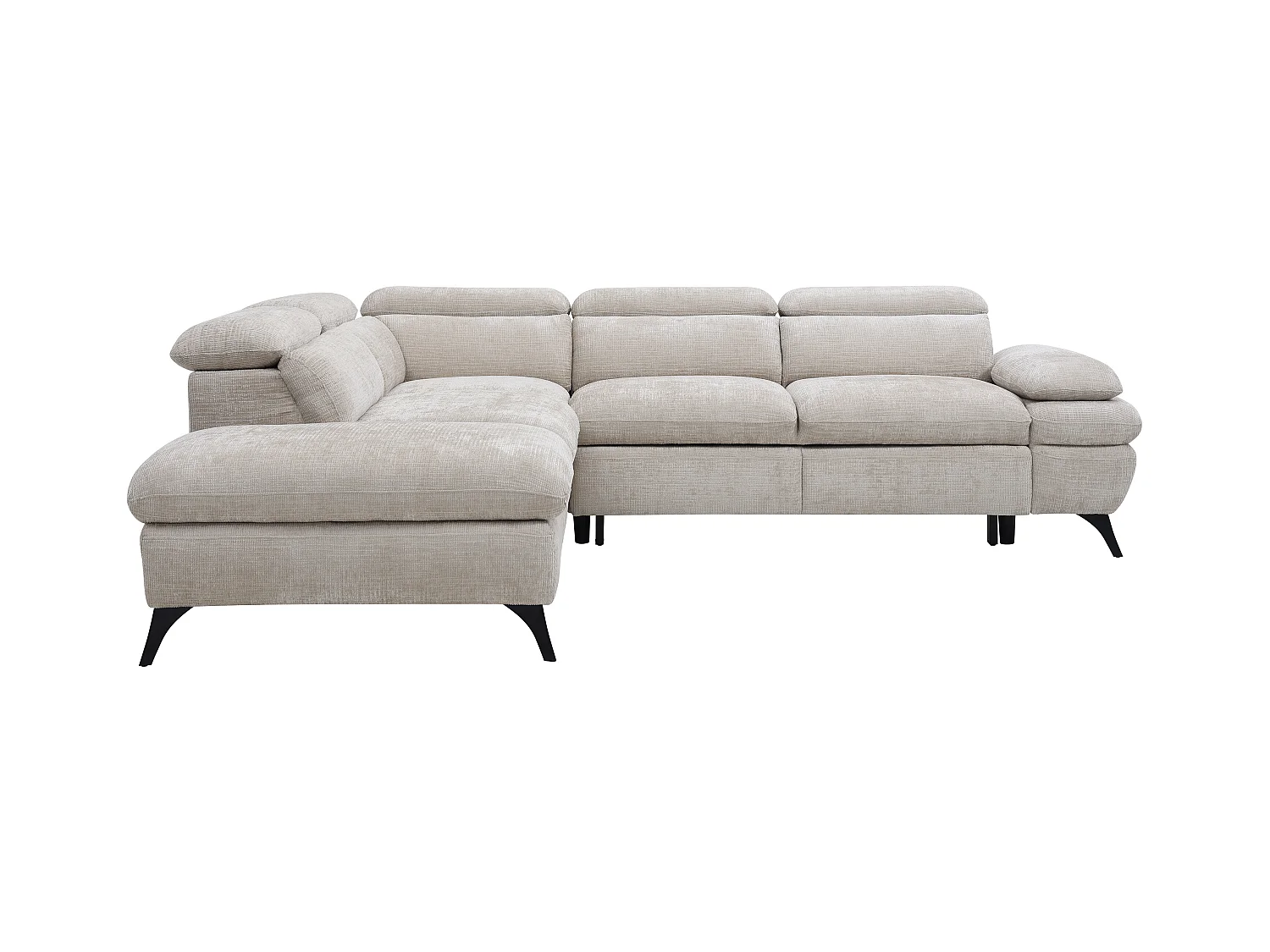 Hoekslaapbank met hoek links van beige stof met textuur SURDELI
