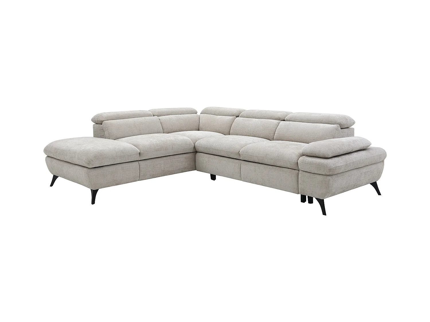 Hoekslaapbank met hoek links van beige stof met textuur SURDELI