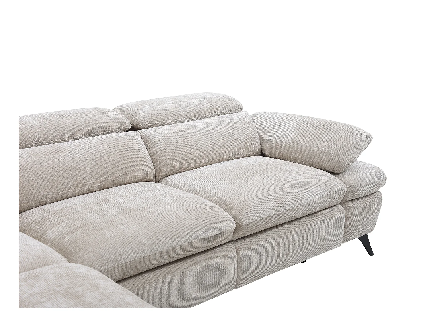 Hoekslaapbank met hoek links van beige stof met textuur SURDELI