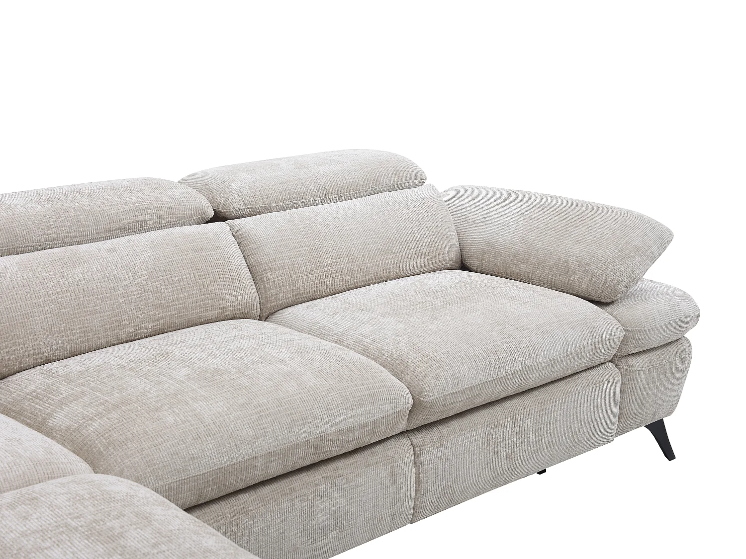 Canapé d'angle gauche convertible avec dossier méridienne en tissu texturé beige SURDELI