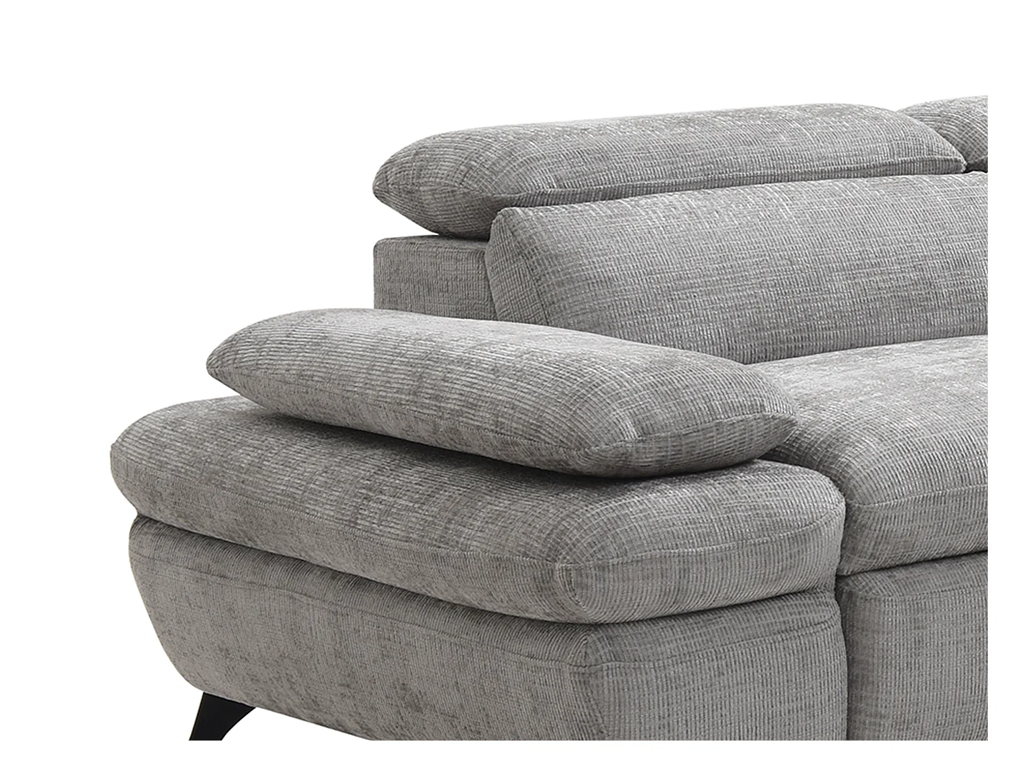 Sofá de canto direito convertível em tecido texturizado cinza - SURDELI