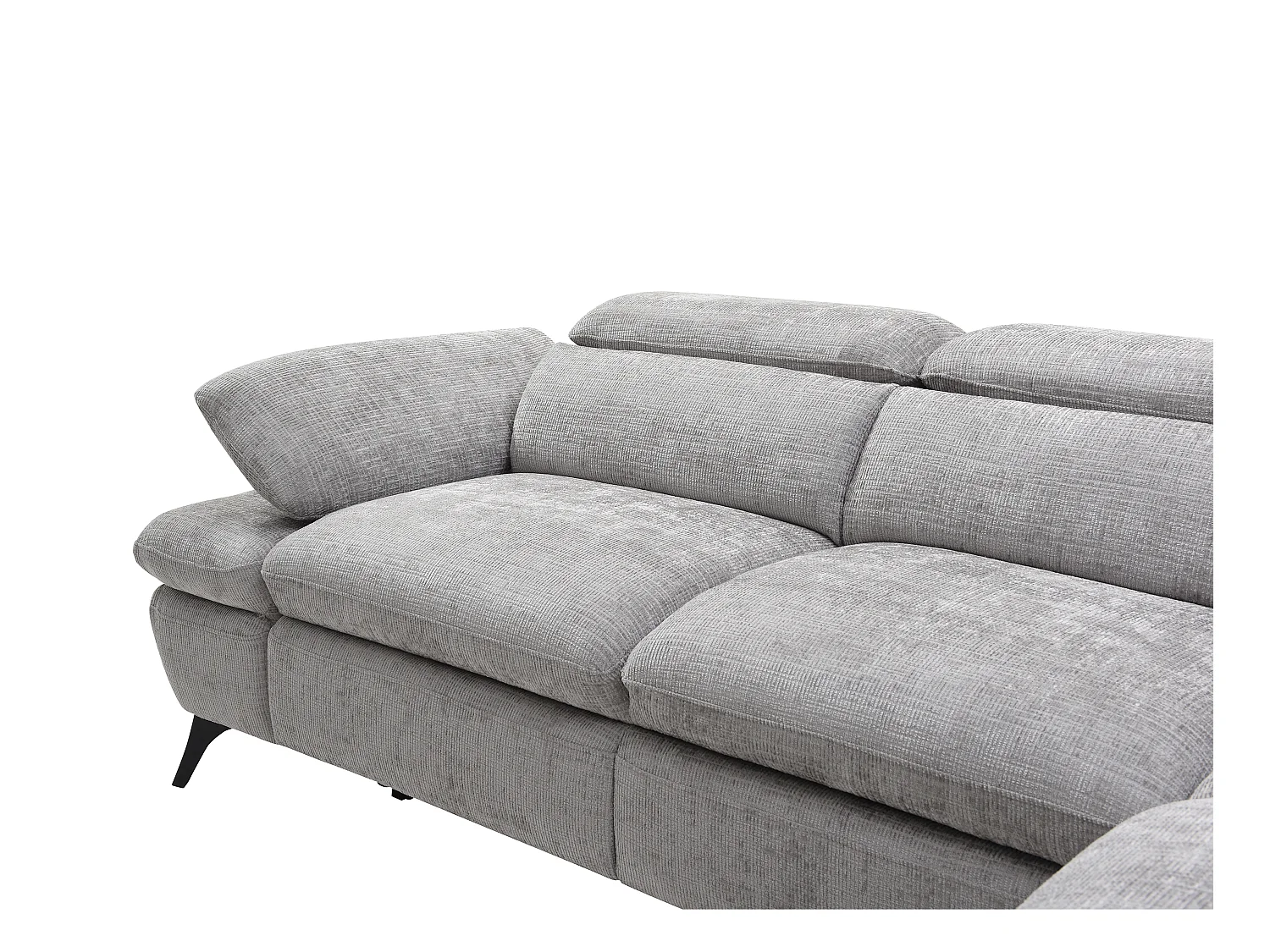 Ecksofa mit Schlaffunktion - Ecke rechts - Strukturstoff - mit Rückenlehne - Grau - SURDELI