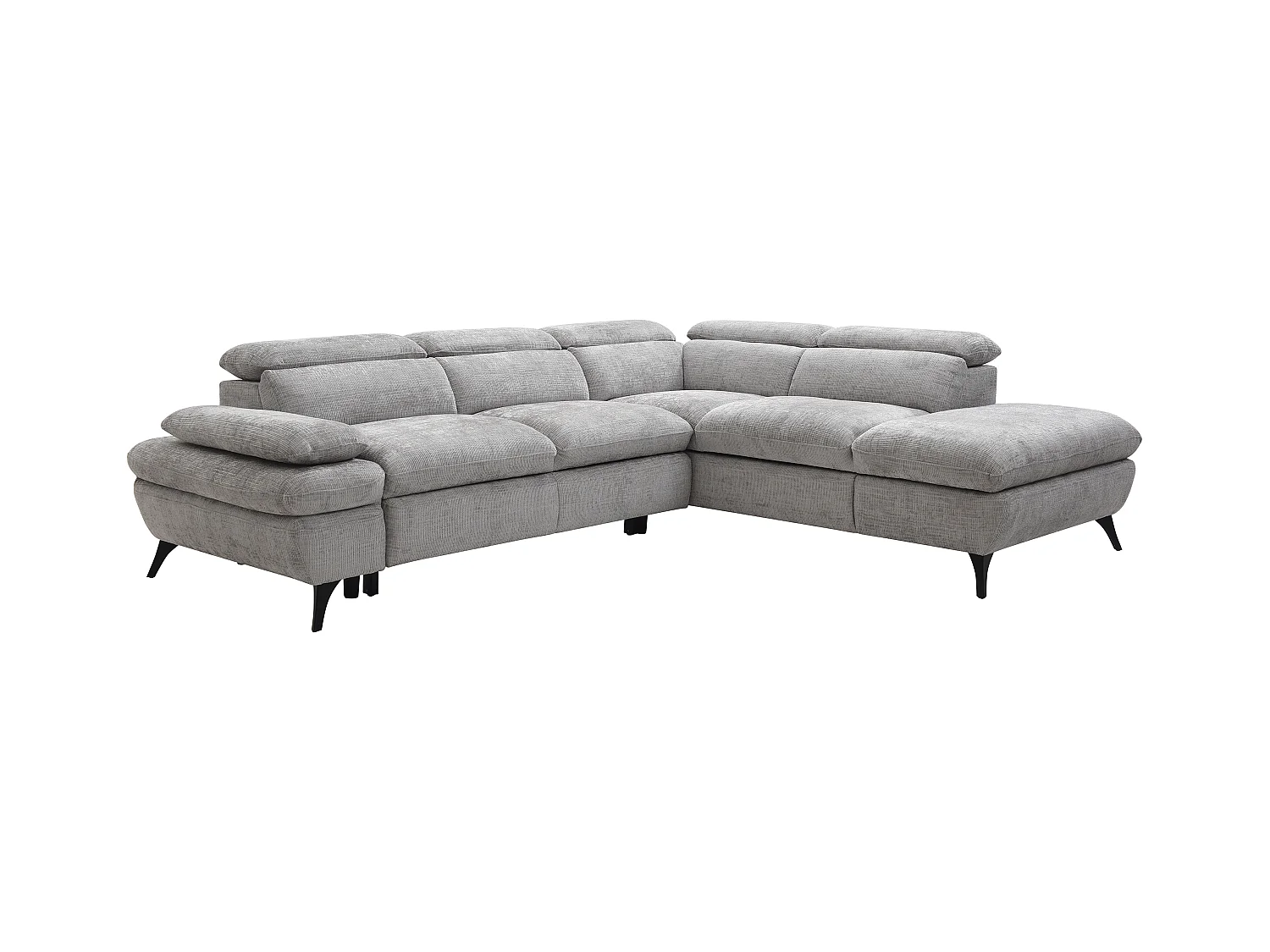 Ecksofa mit Schlaffunktion - Ecke rechts - Strukturstoff - mit Rückenlehne - Grau - SURDELI