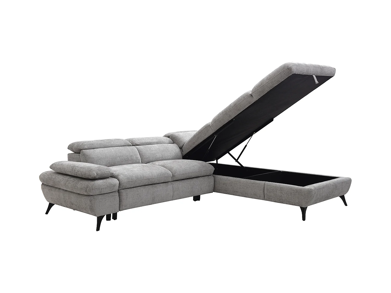 Ecksofa mit Schlaffunktion - Ecke rechts - Strukturstoff - mit Rückenlehne - Grau - SURDELI