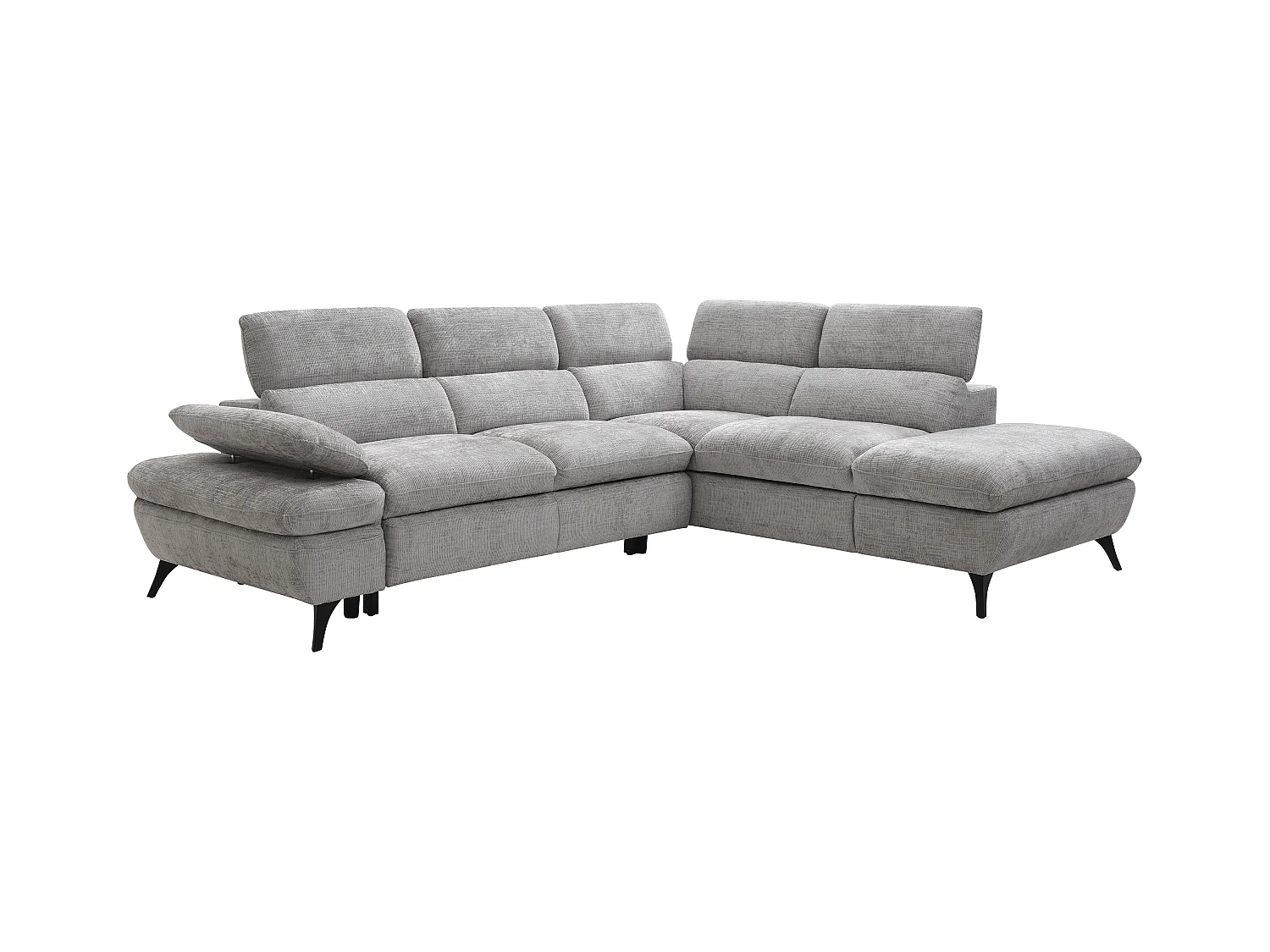 Ecksofa mit Schlaffunktion - Ecke rechts - Strukturstoff - mit Rückenlehne - Grau - SURDELI