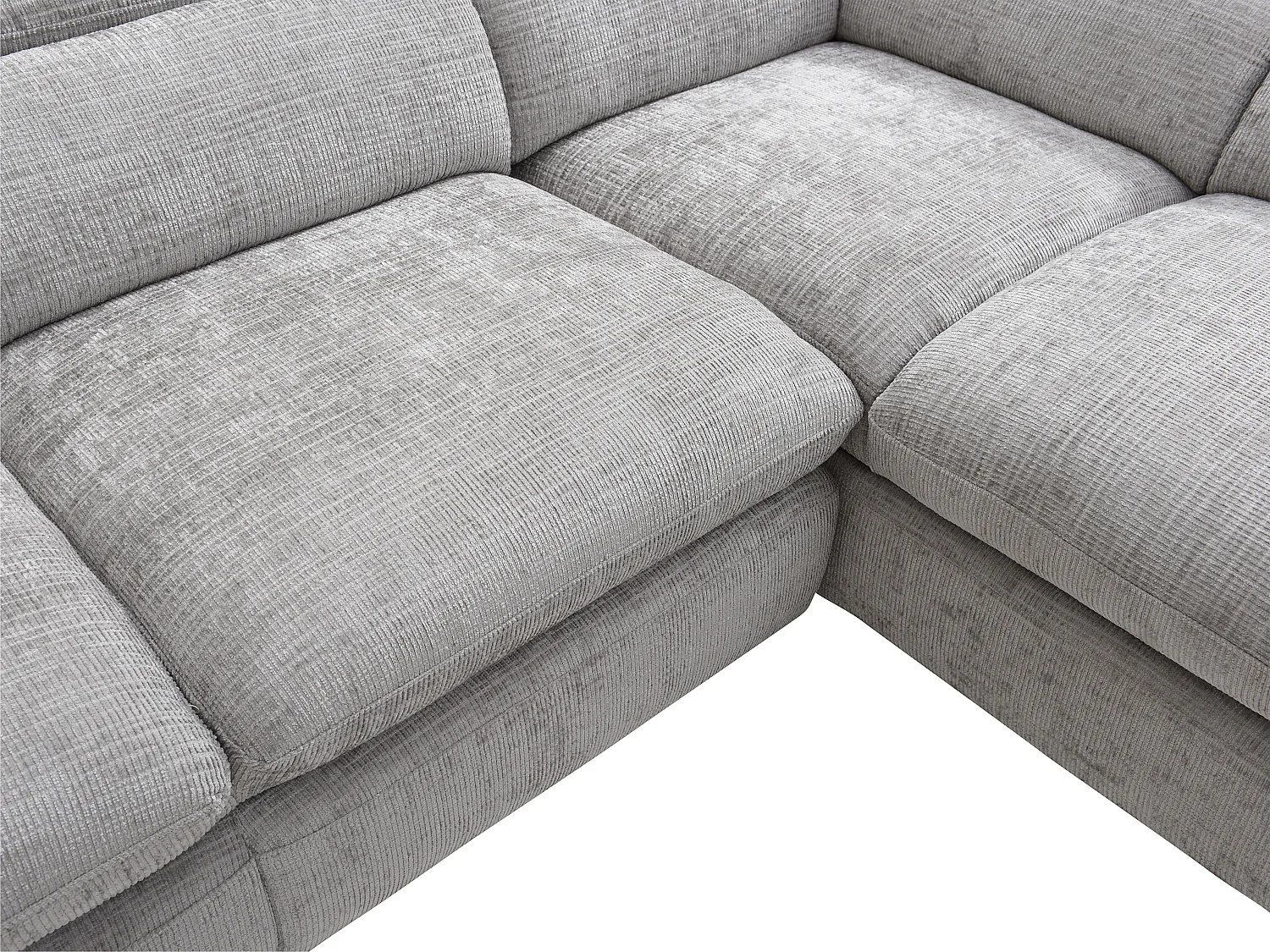 Canapé d'angle droit convertible avec dossier méridienne en tissu texturé gris SURDELI