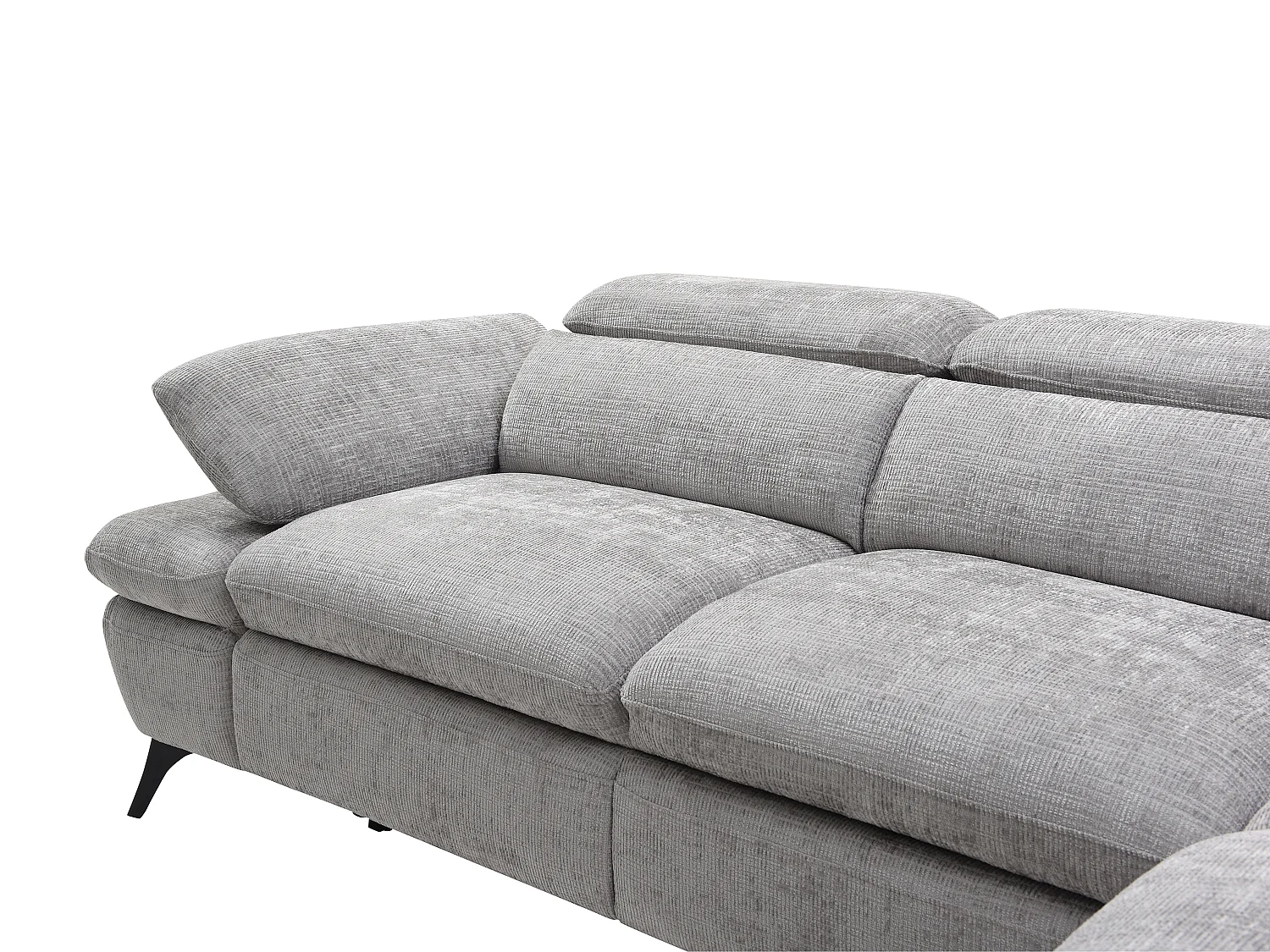 Canapé d'angle droit convertible avec dossier méridienne en tissu texturé gris SURDELI