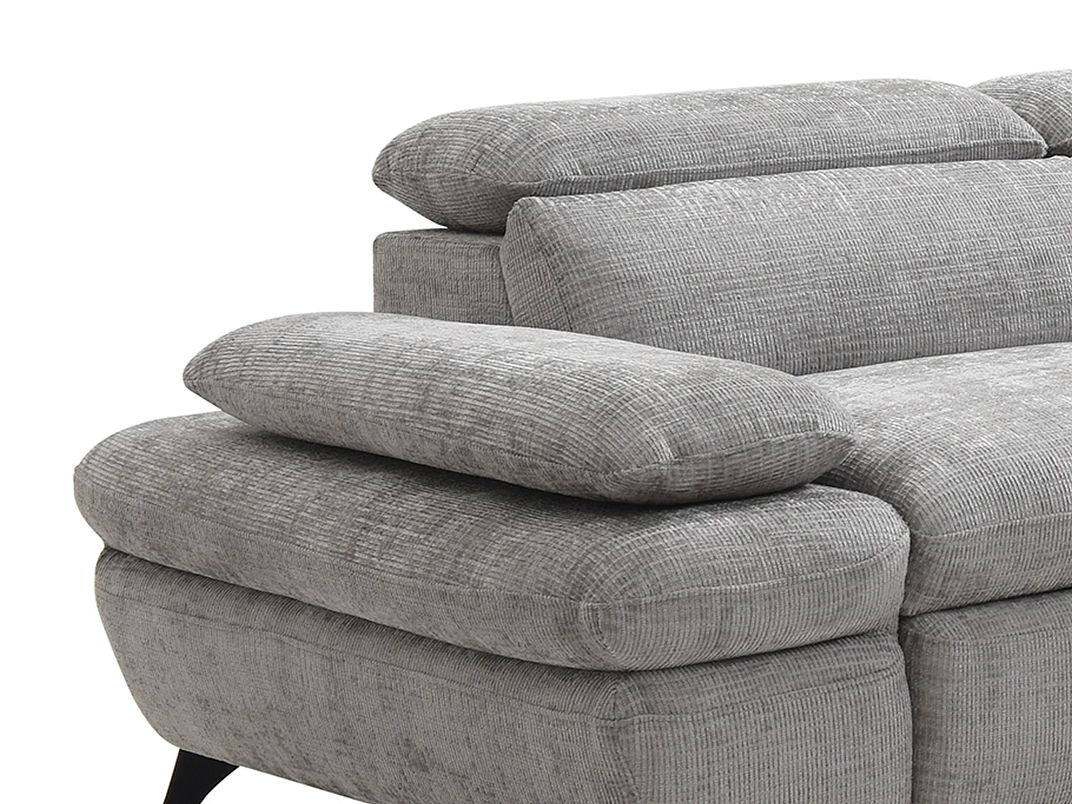 Canapé d'angle droit convertible avec dossier méridienne en tissu texturé gris SURDELI