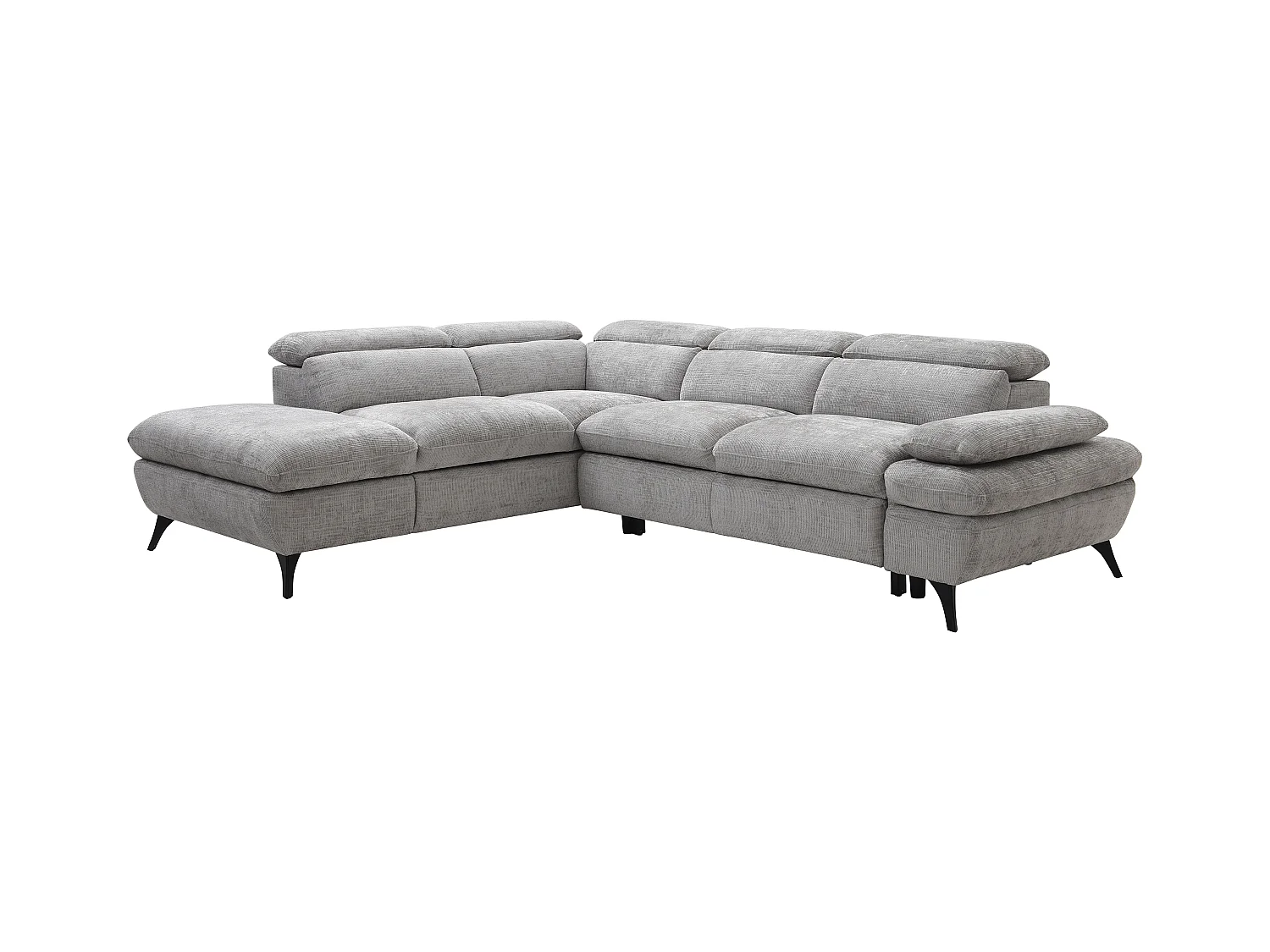 Sofá de canto esquerdo convertível em tecido texturizado cinza - SURDELI