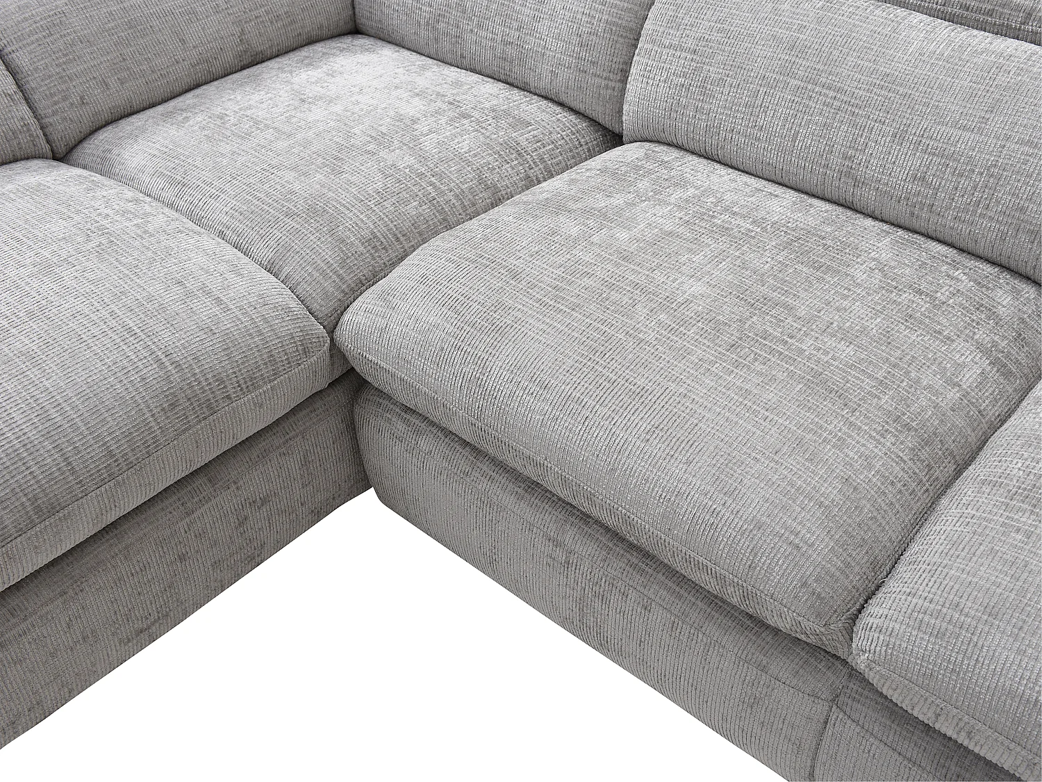 Canapé d'angle gauche convertible avec dossier méridienne en tissu texturé gris SURDELI