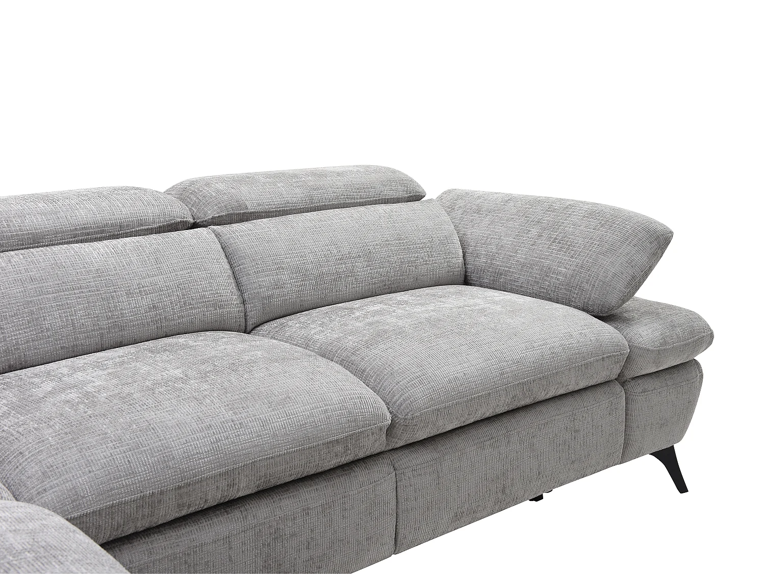 Canapé d'angle gauche convertible avec dossier méridienne en tissu texturé gris SURDELI