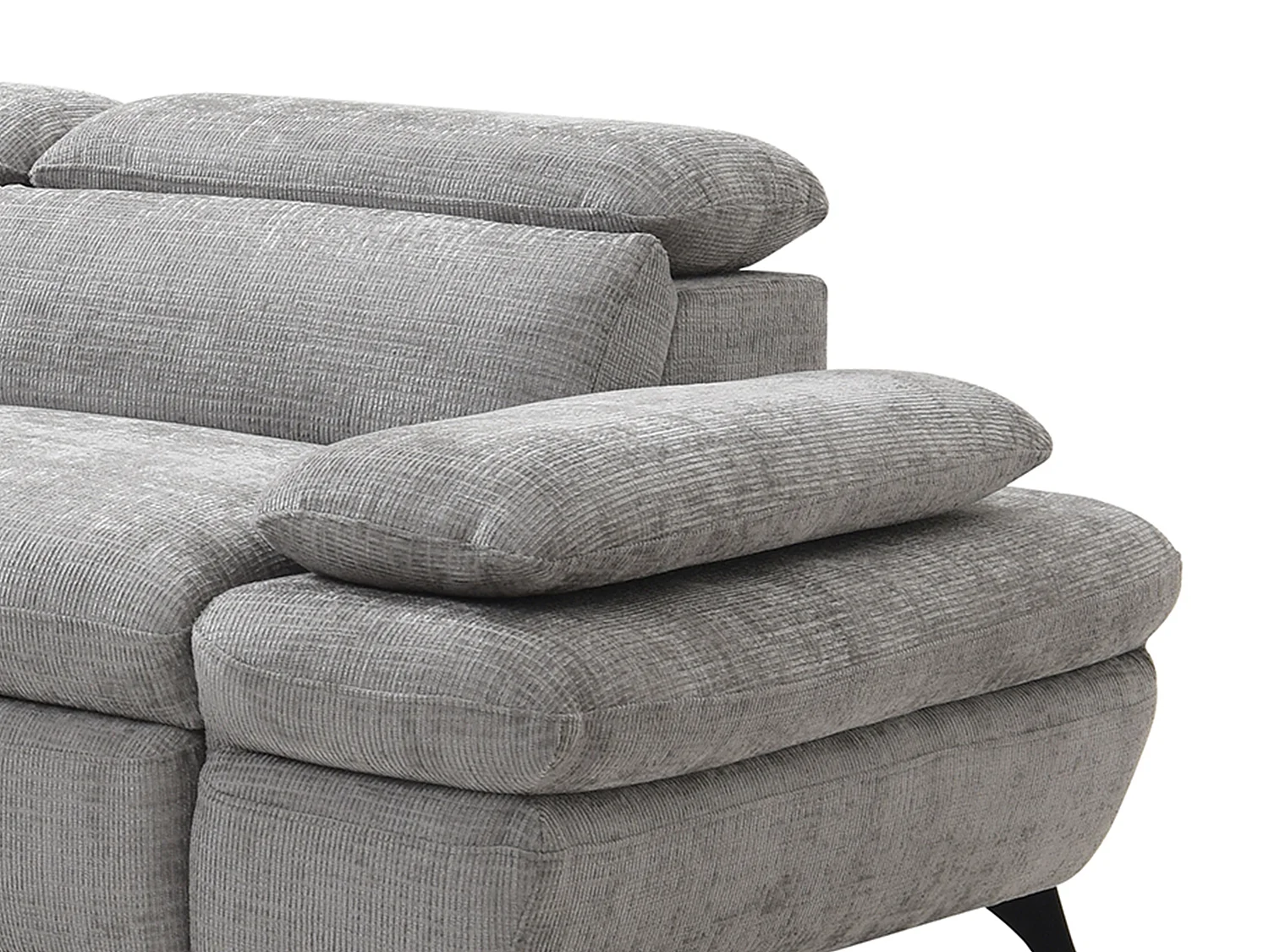 Canapé d'angle gauche convertible avec dossier méridienne en tissu texturé gris SURDELI