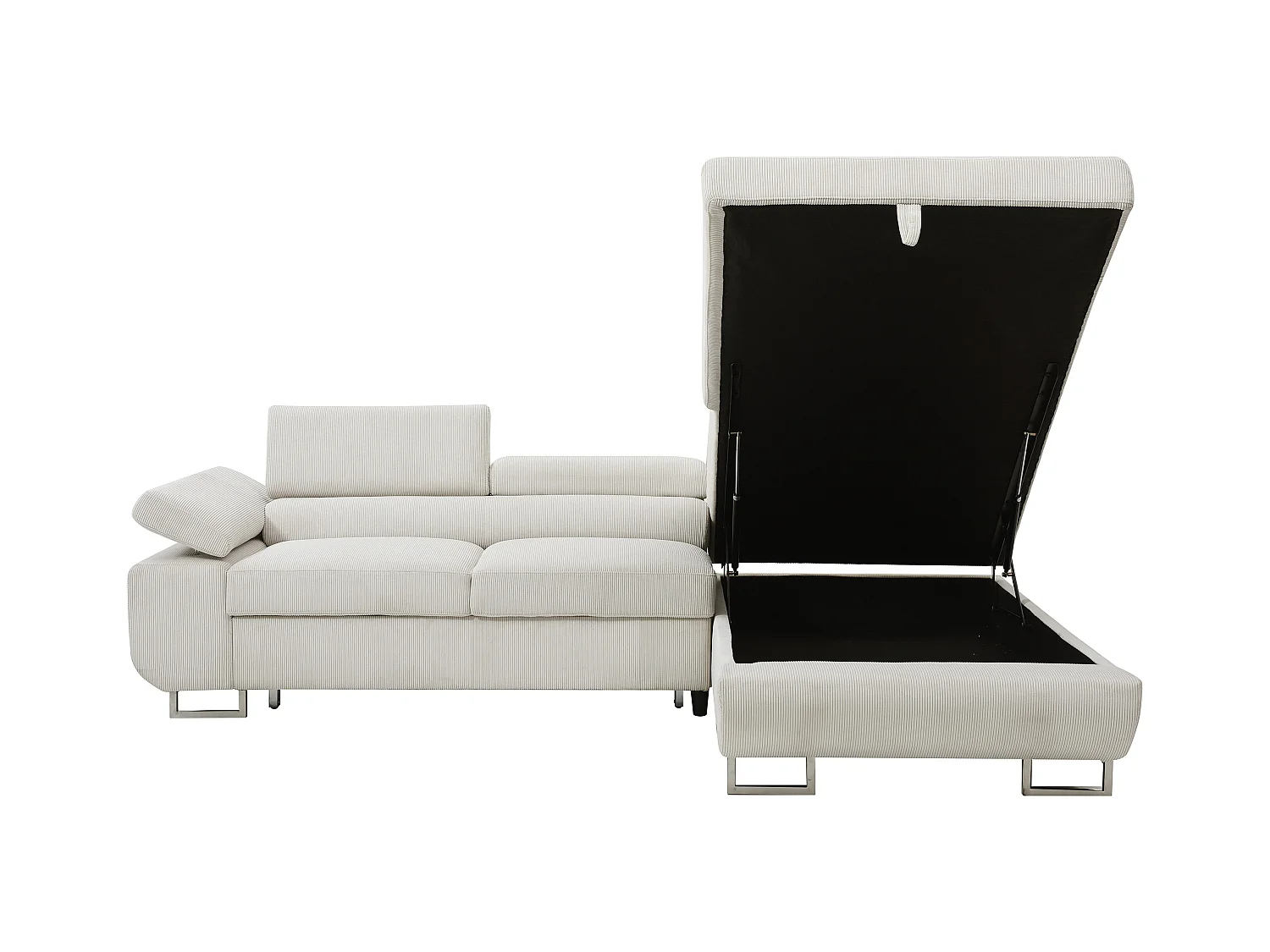 Hoekslaapbank met hoek rechts van beige ribfluweel NURAZIO