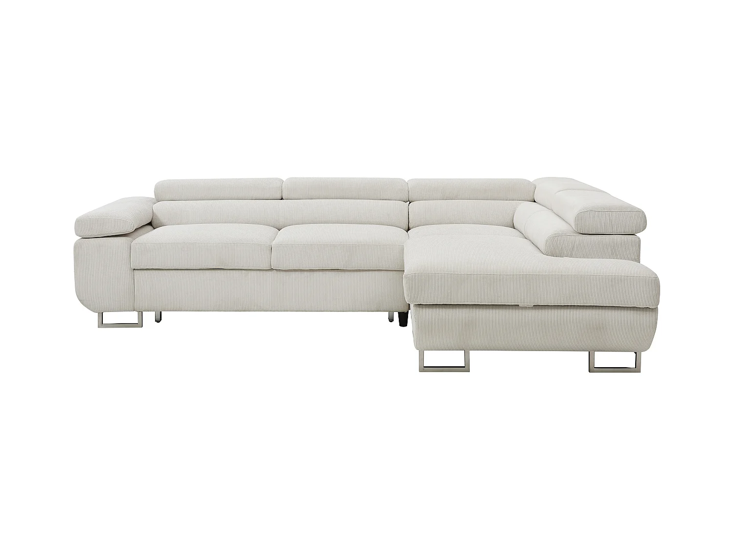 Hoekslaapbank met hoek rechts van beige ribfluweel NURAZIO