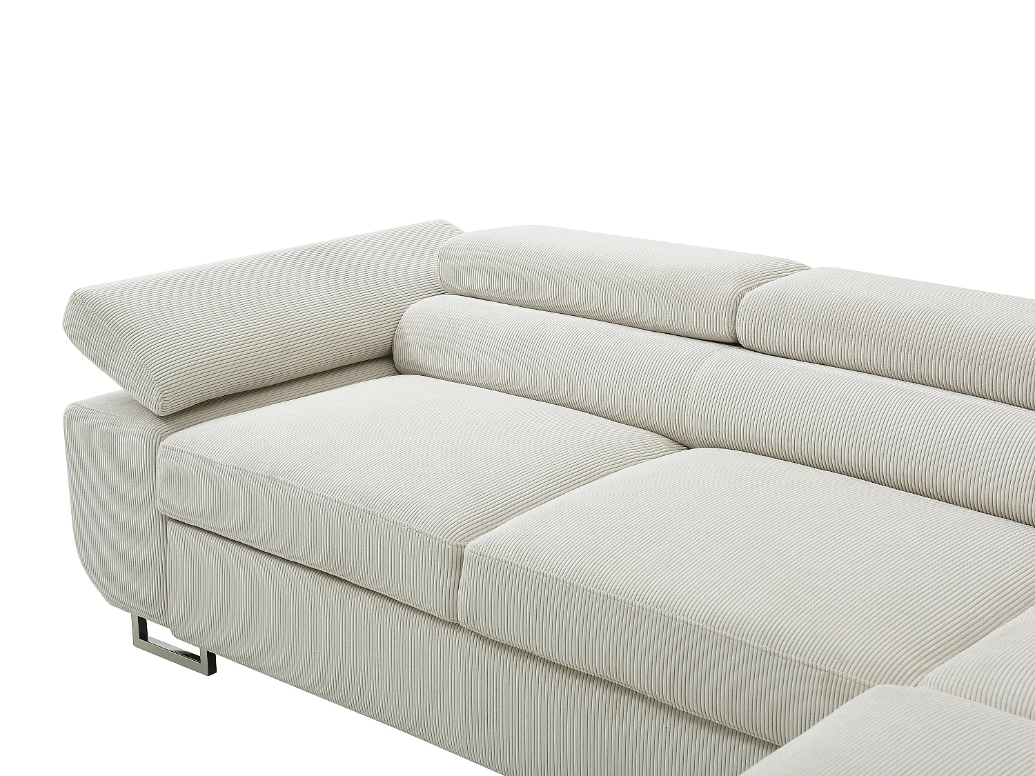 Hoekslaapbank met hoek rechts van beige ribfluweel NURAZIO