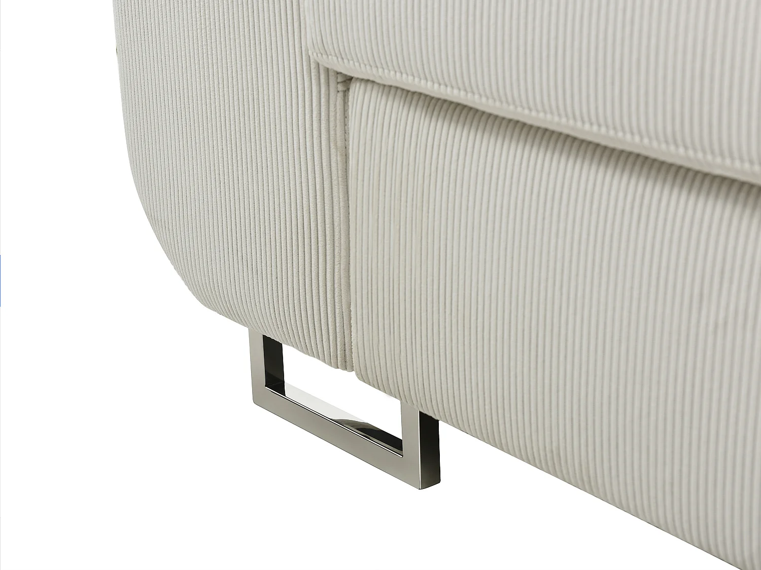Canapé d'angle droit convertible en velours côtelé beige NURAZIO