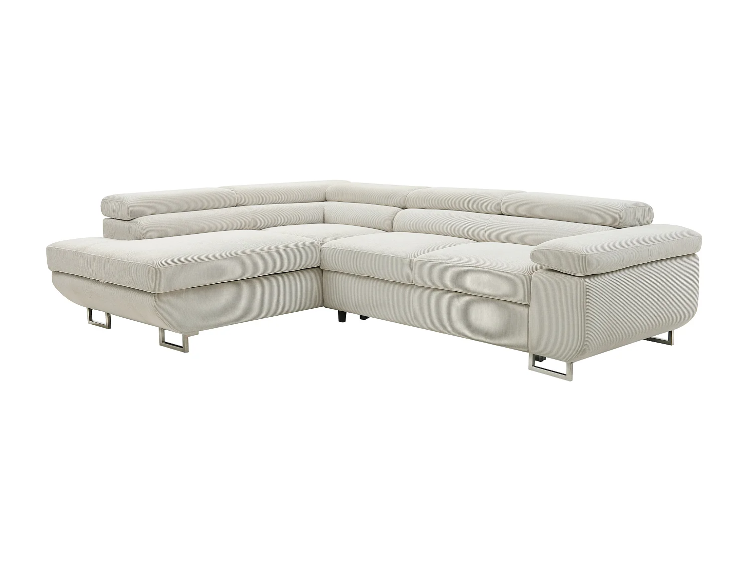 Ecksofa mit Schlaffunktion - Ecke links - Cord - Beige - NURAZIO
