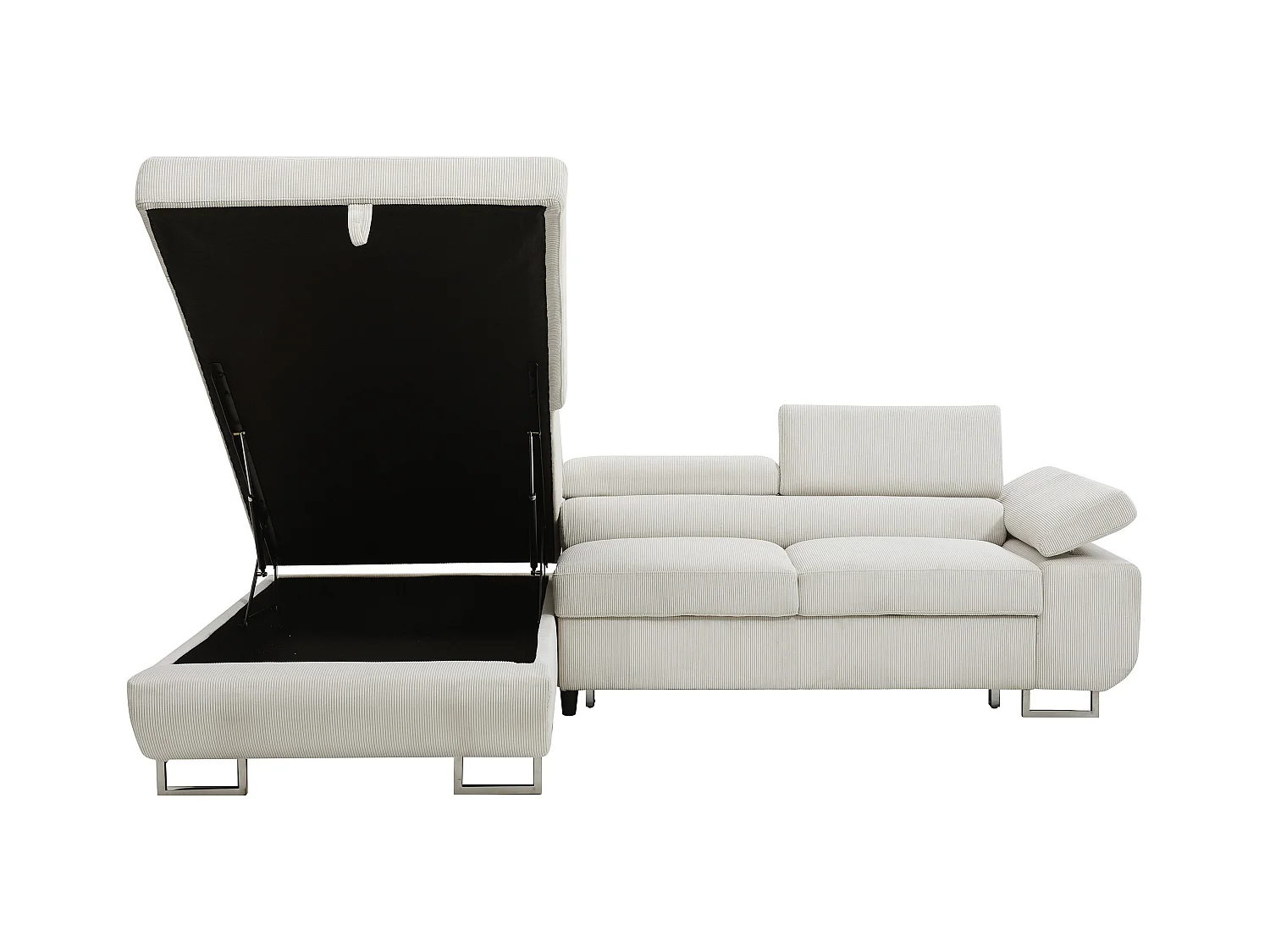 Ecksofa mit Schlaffunktion - Ecke links - Cord - Beige - NURAZIO