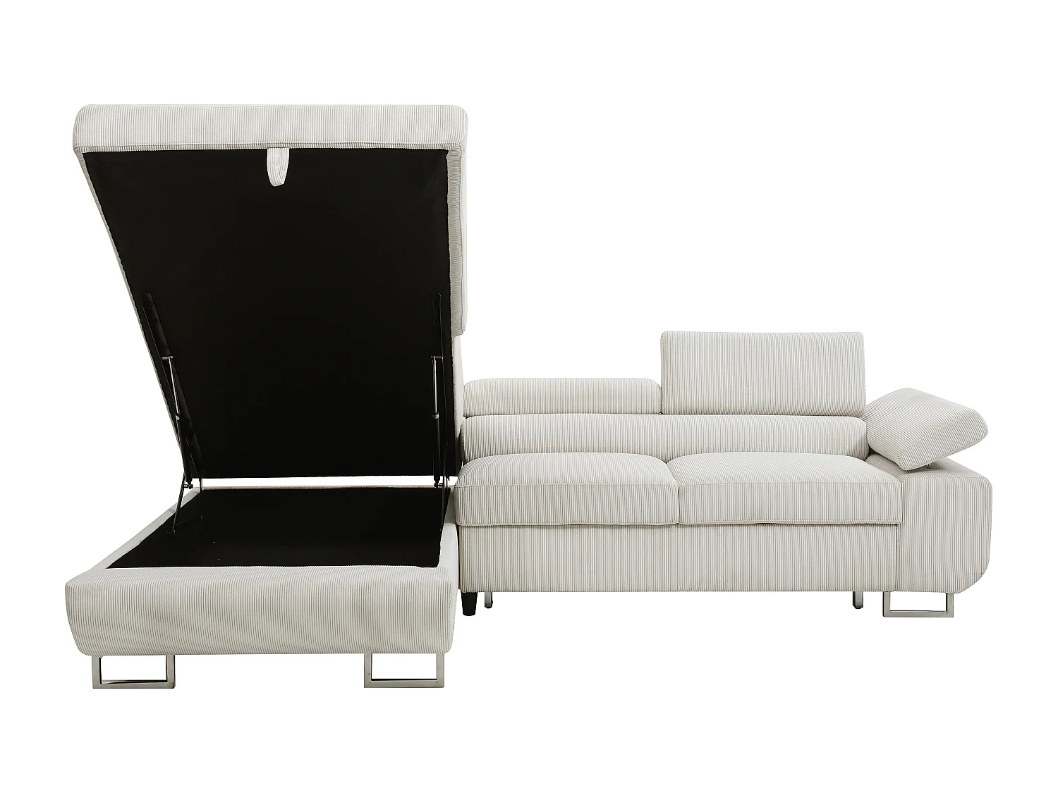 Divano letto in Velluto a coste Beige - Angolo a sinistra - NURAZIO