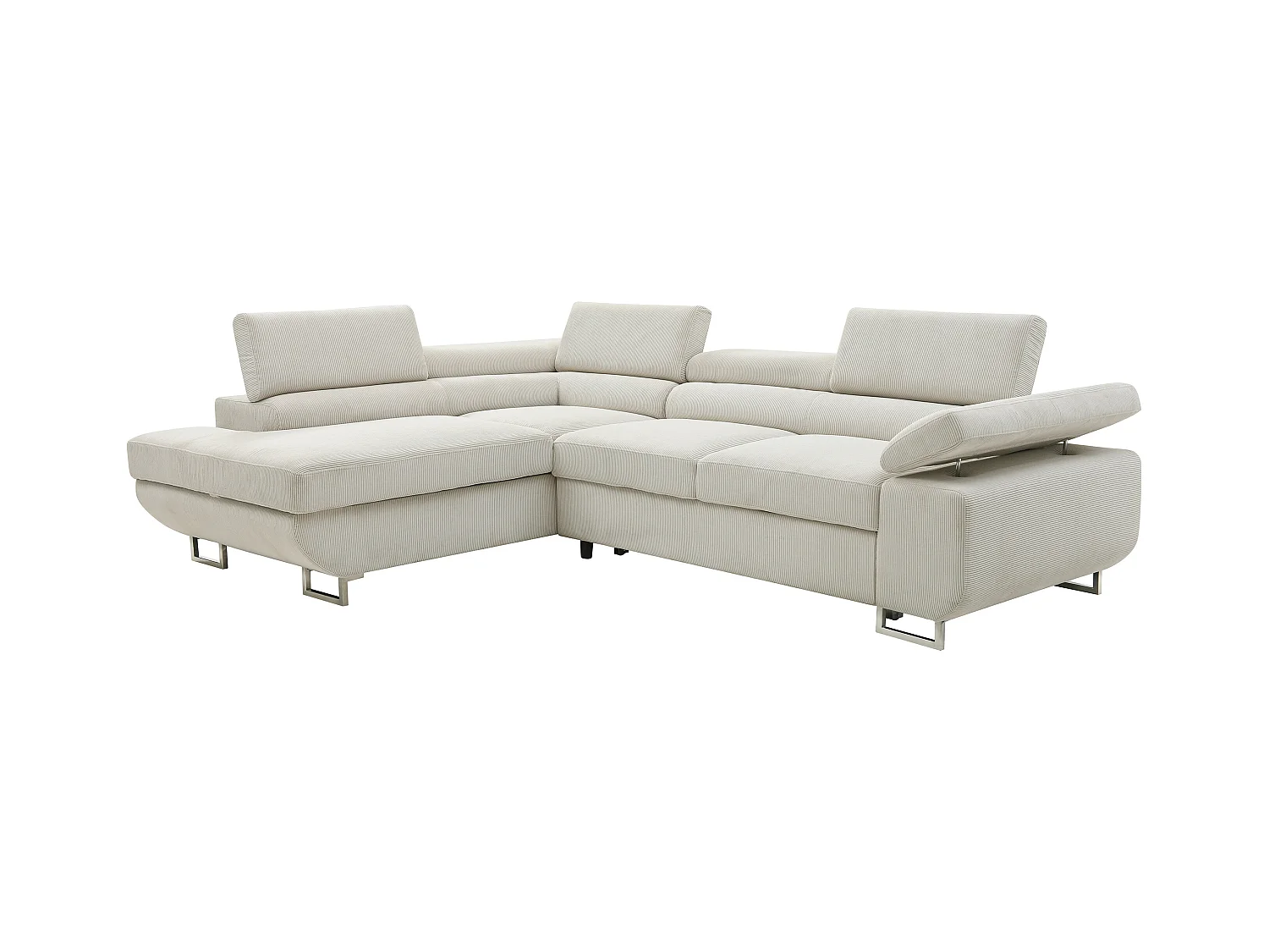 Divano letto in Velluto a coste Beige - Angolo a sinistra - NURAZIO