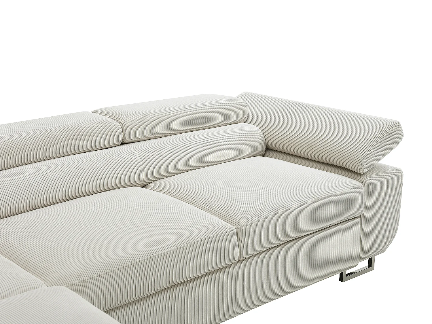 Canapé d'angle gauche convertible en velours côtelé beige NURAZIO