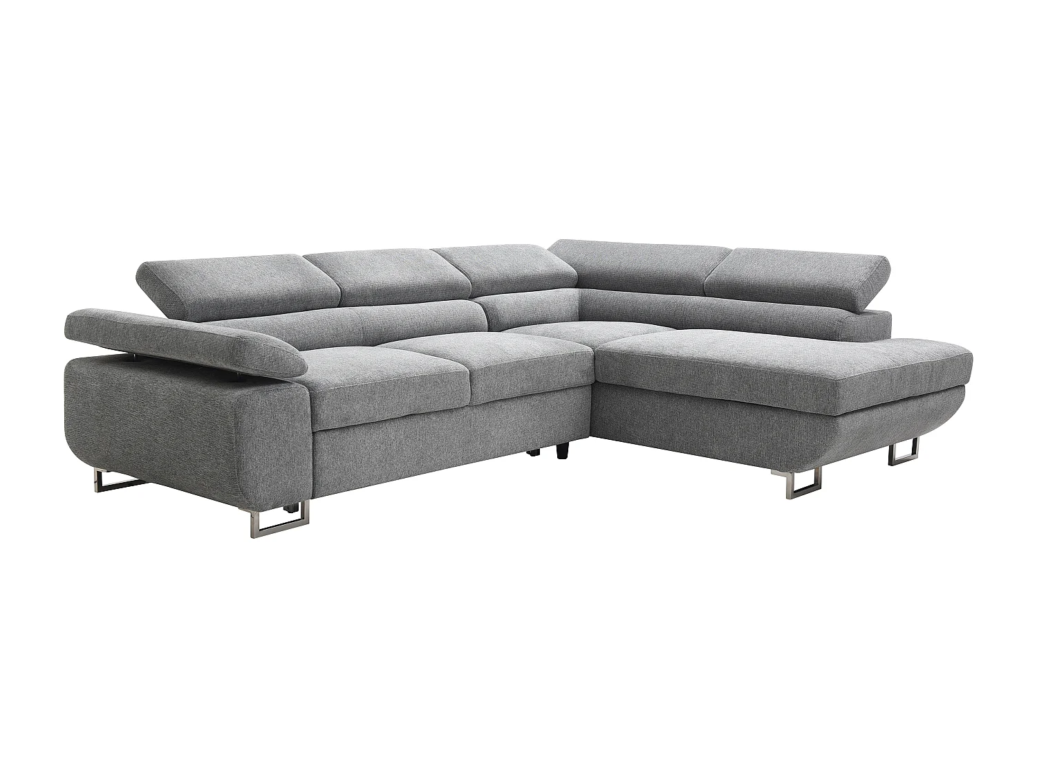 Divano letto in Tessuto testurizzato Grigio - Angolo a destra - NURAZIO