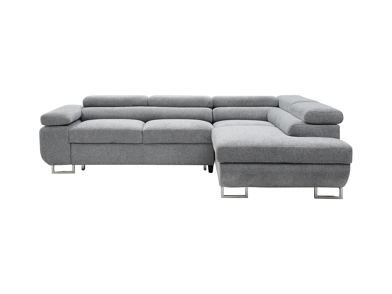 Sofá rinconera derecha de tela texturizada gris NURAZIO