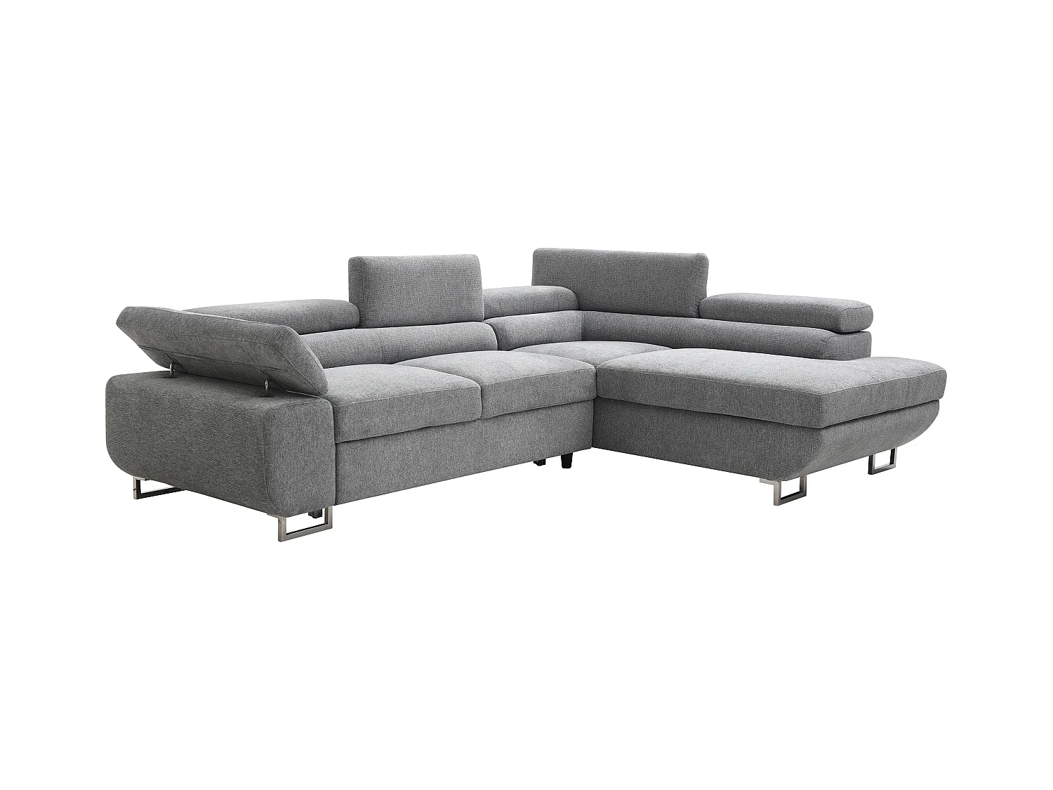 Sofá rinconera derecha de tela texturizada gris NURAZIO