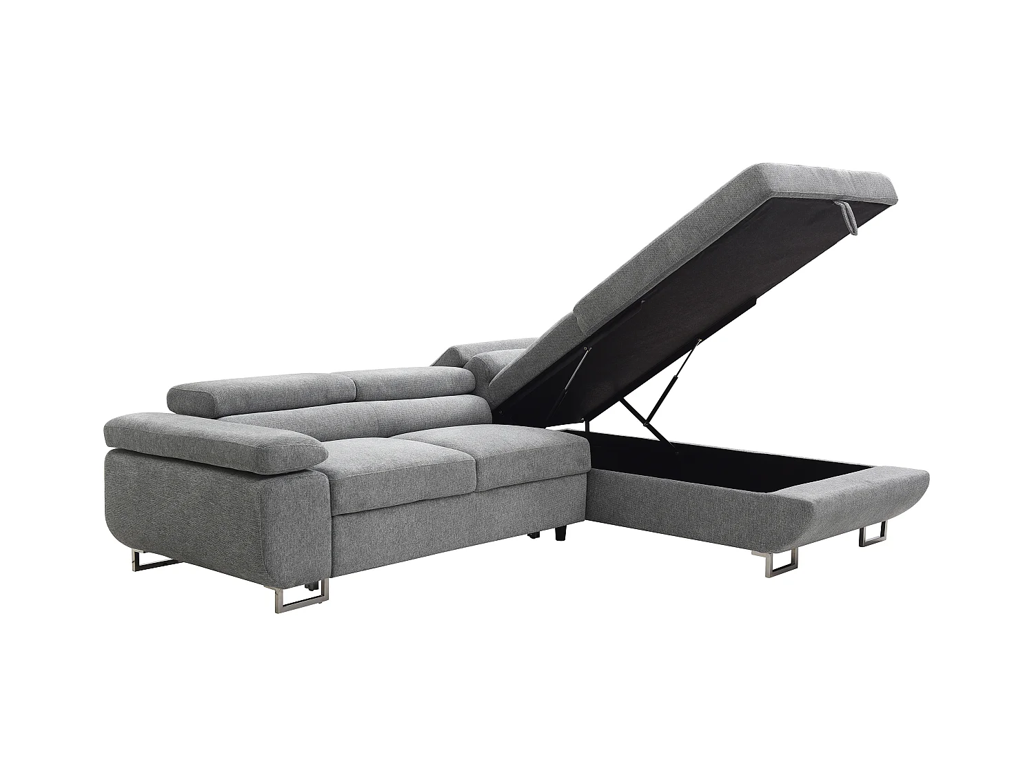 Sofá rinconera derecha de tela texturizada gris NURAZIO