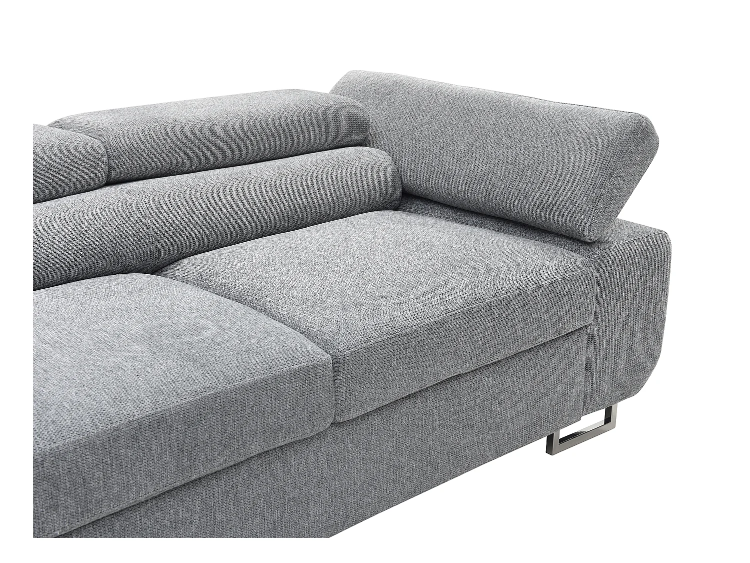 Hoekslaapbank met hoek links van grijze stof met textuur NURAZIO