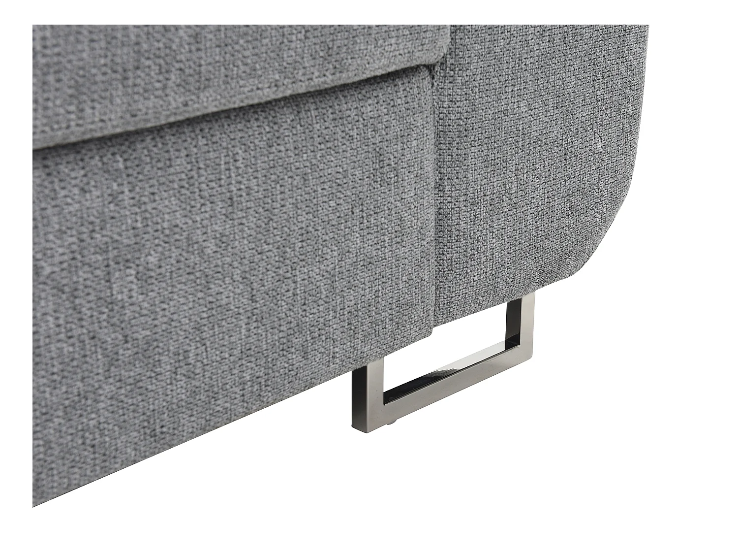 Hoekslaapbank met hoek links van grijze stof met textuur NURAZIO