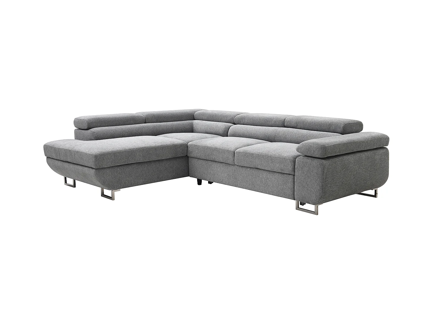 Hoekslaapbank met hoek links van grijze stof met textuur NURAZIO
