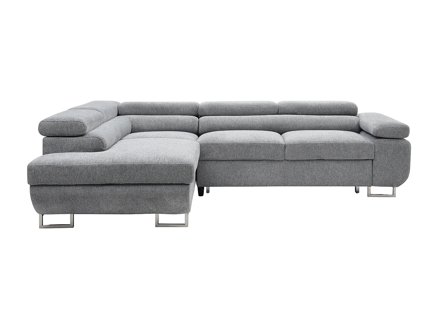 Ecksofa mit Schlaffunktion - Ecke links - Strukturstoff - Grau - NURAZIO