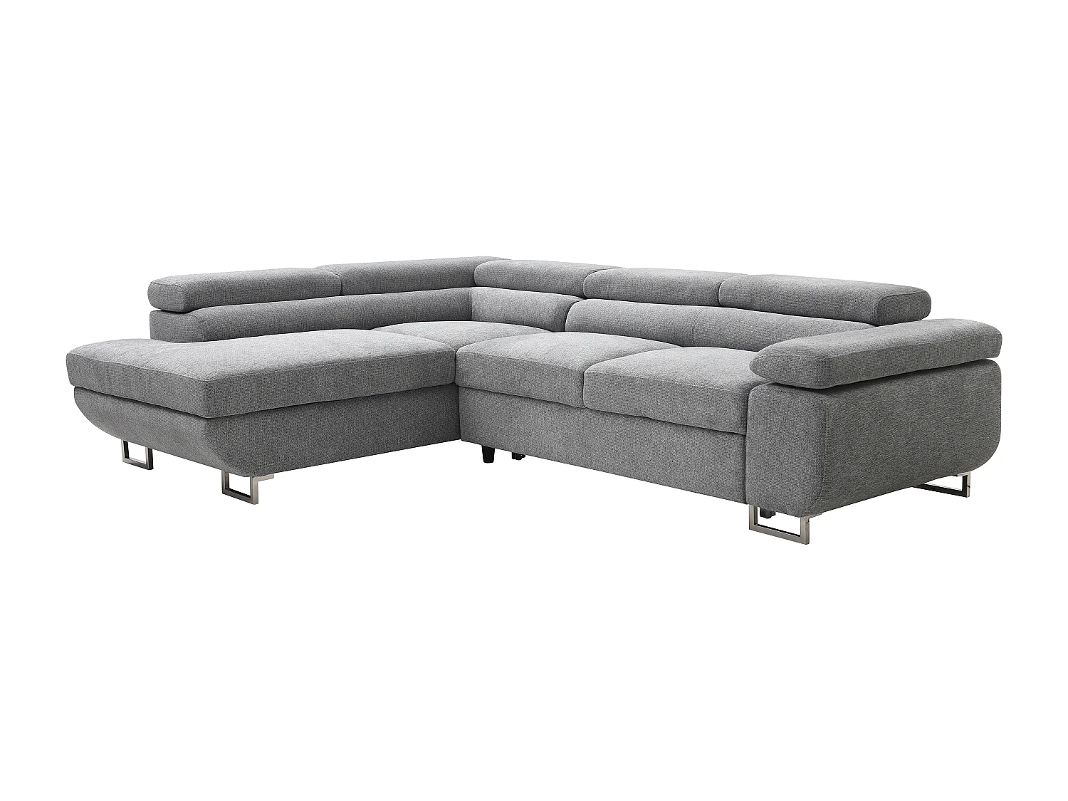 Ecksofa mit Schlaffunktion - Ecke links - Strukturstoff - Grau - NURAZIO