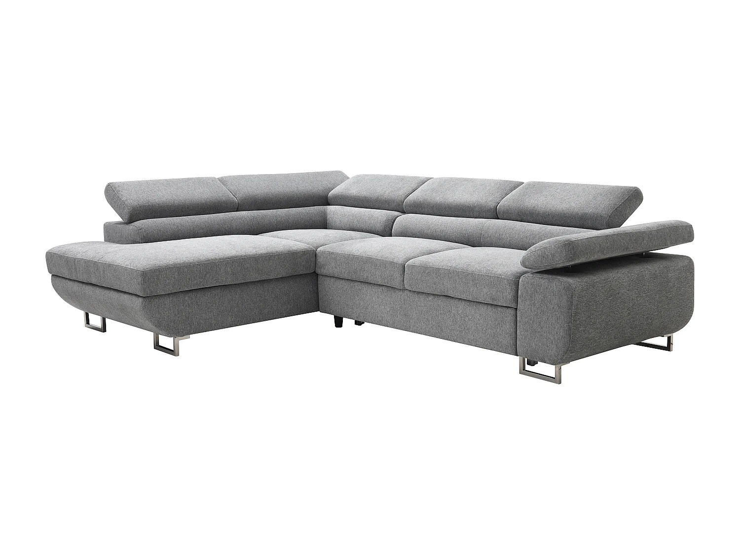 Ecksofa mit Schlaffunktion - Ecke links - Strukturstoff - Grau - NURAZIO