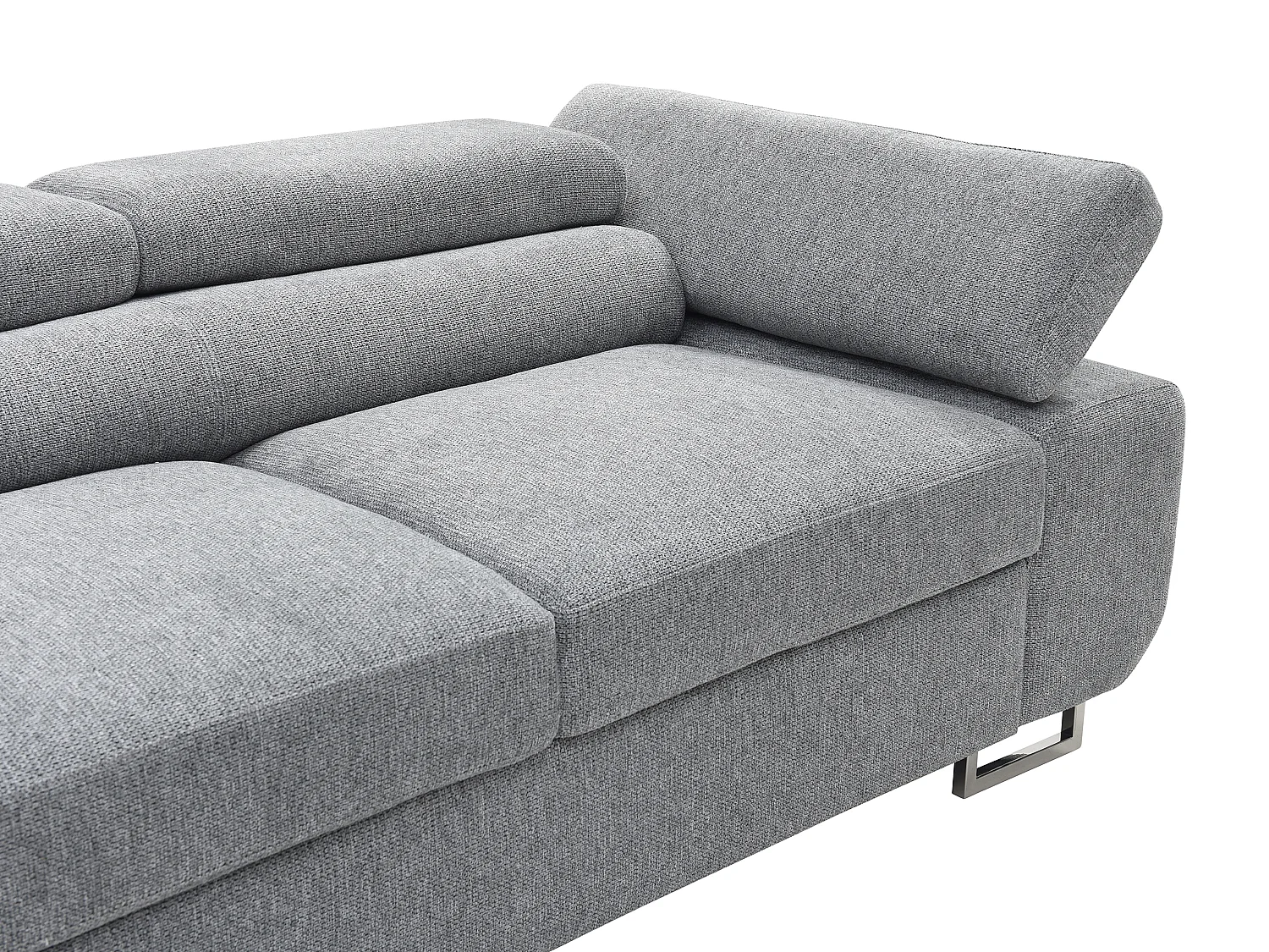 Ecksofa mit Schlaffunktion - Ecke links - Strukturstoff - Grau - NURAZIO