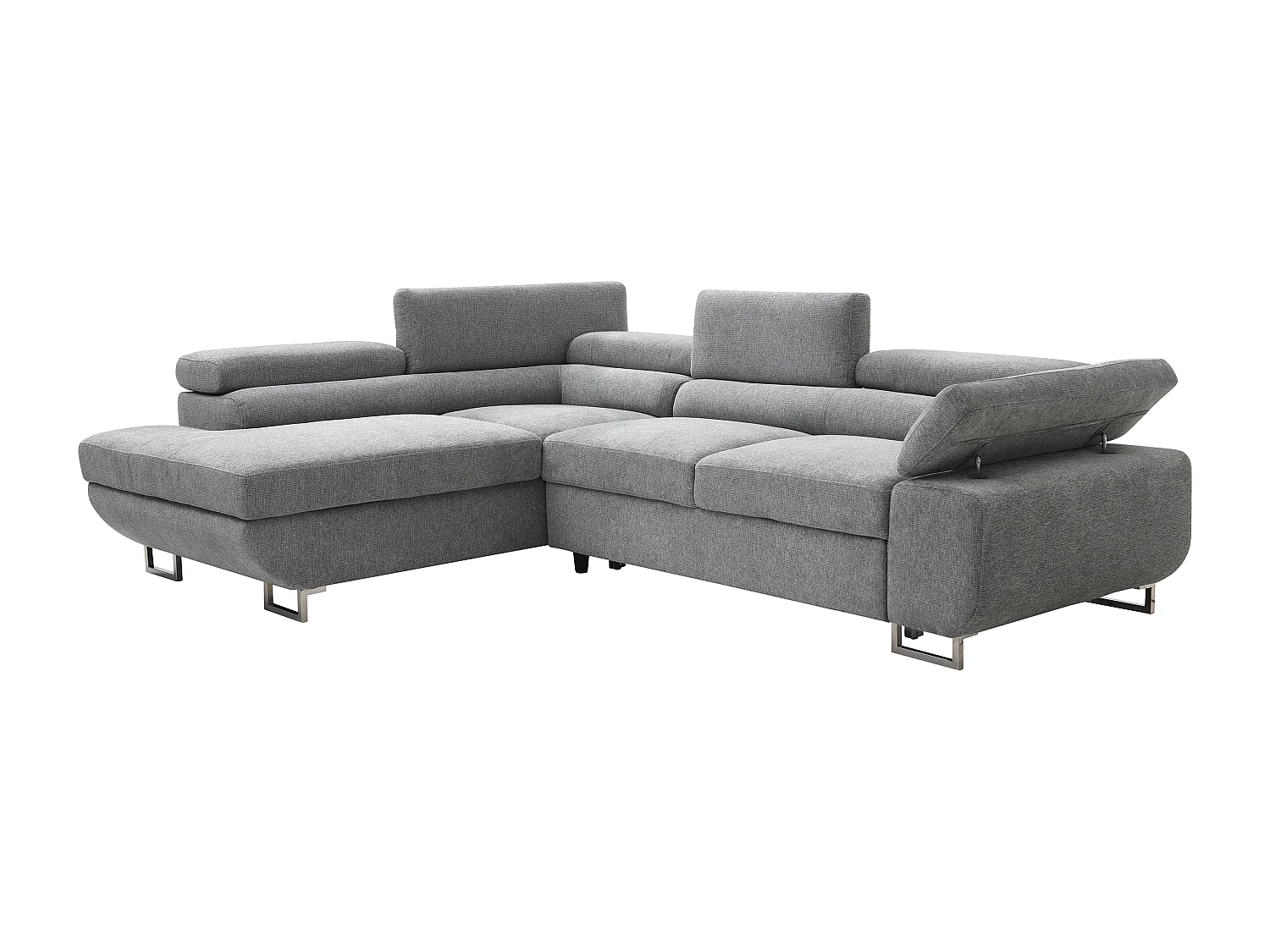 Ecksofa mit Schlaffunktion - Ecke links - Strukturstoff - Grau - NURAZIO