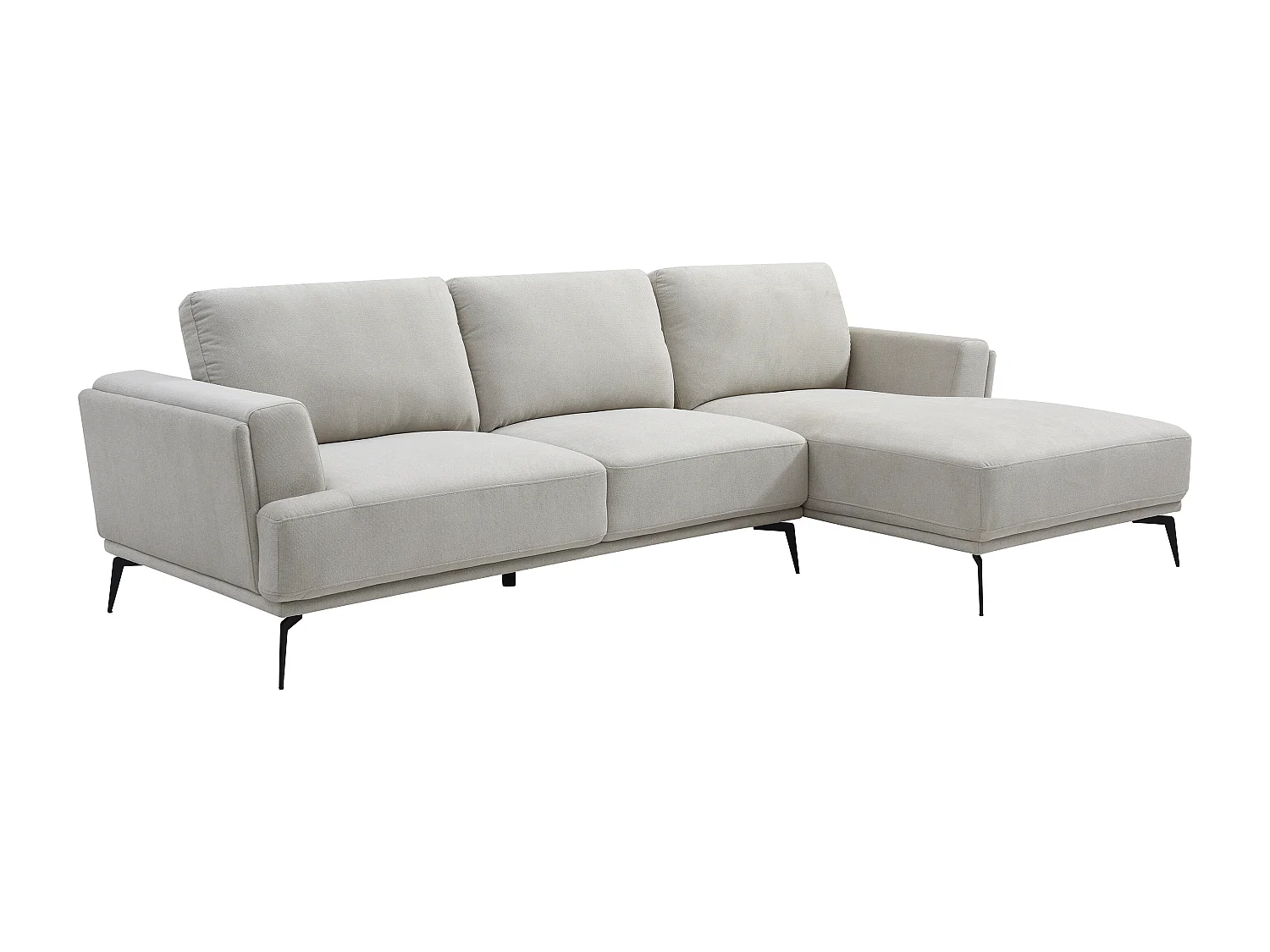 Höger hörnsofa med ställbar rygg i beige texturerat tyg ARSODA