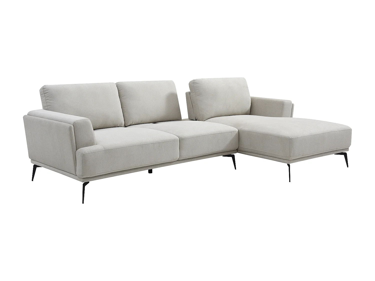 Höger hörnsofa med ställbar rygg i beige texturerat tyg ARSODA