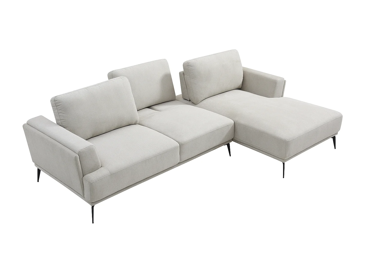 Höger hörnsofa med ställbar rygg i beige texturerat tyg ARSODA