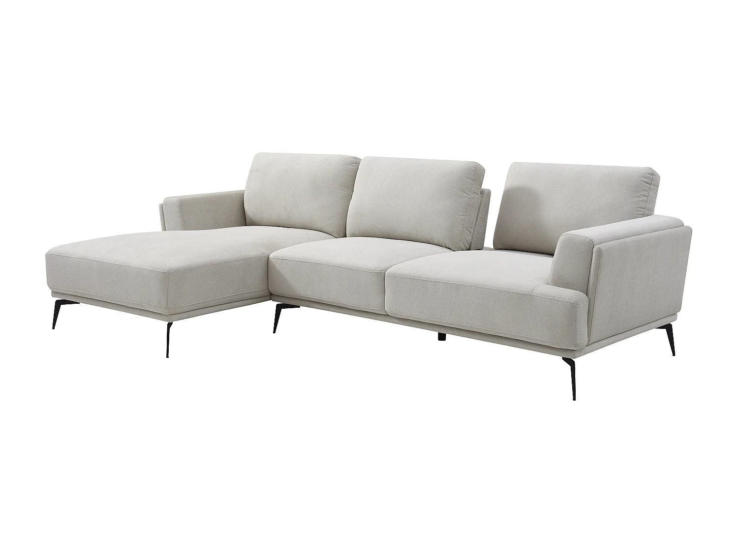 Vänsterställd hörnsoffa med skjutbart ryggstöd i texturerat beigt tyg ARSODA