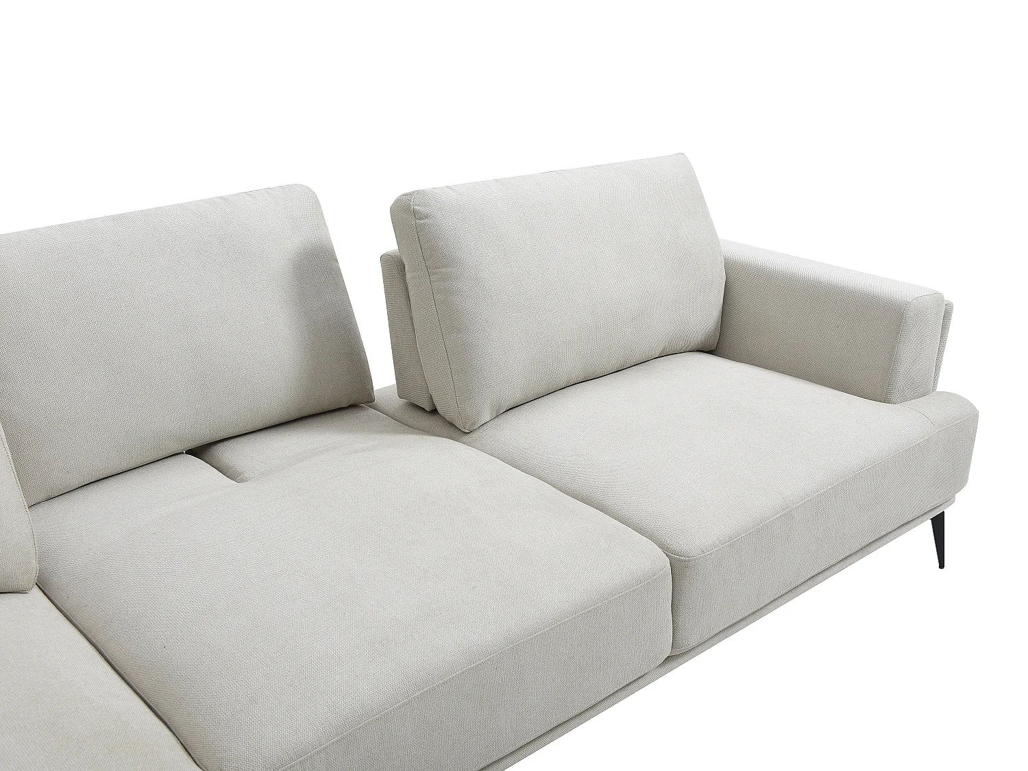 Vänsterställd hörnsoffa med skjutbart ryggstöd i texturerat beigt tyg ARSODA