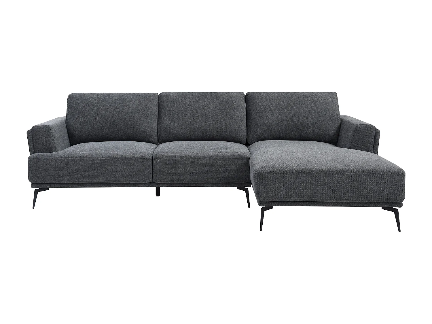 Canapé d'angle droit dossier avance-recule en tissu texturé gris anthracite ARSODA