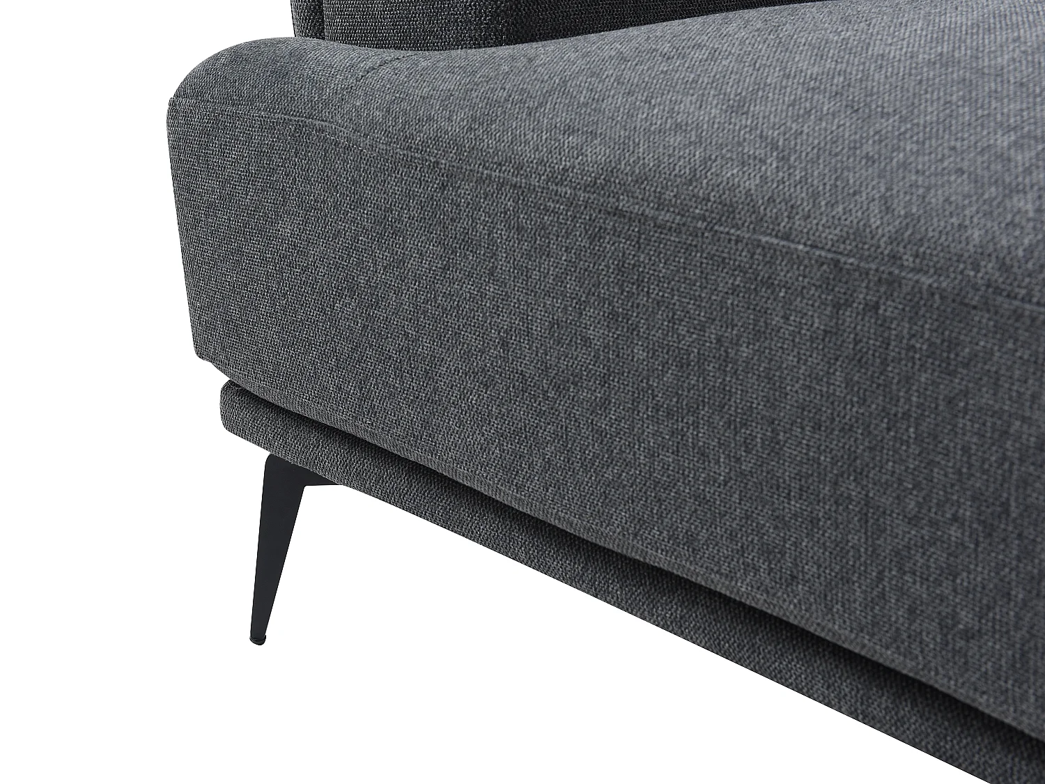 Canapé d'angle droit dossier avance-recule en tissu texturé gris anthracite ARSODA