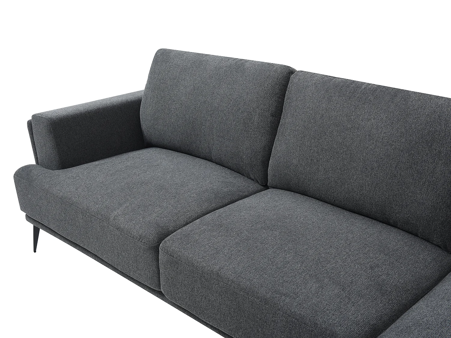 Canapé d'angle droit dossier avance-recule en tissu texturé gris anthracite ARSODA