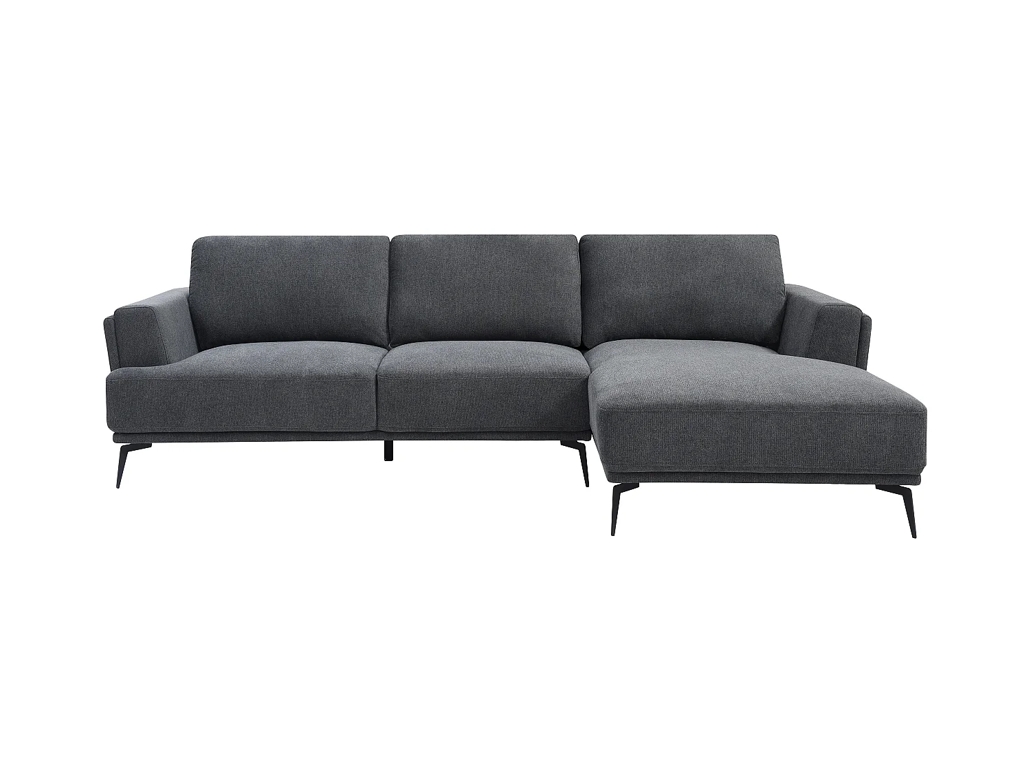 Canapé d'angle droit dossier avance-recule en tissu texturé gris anthracite ARSODA