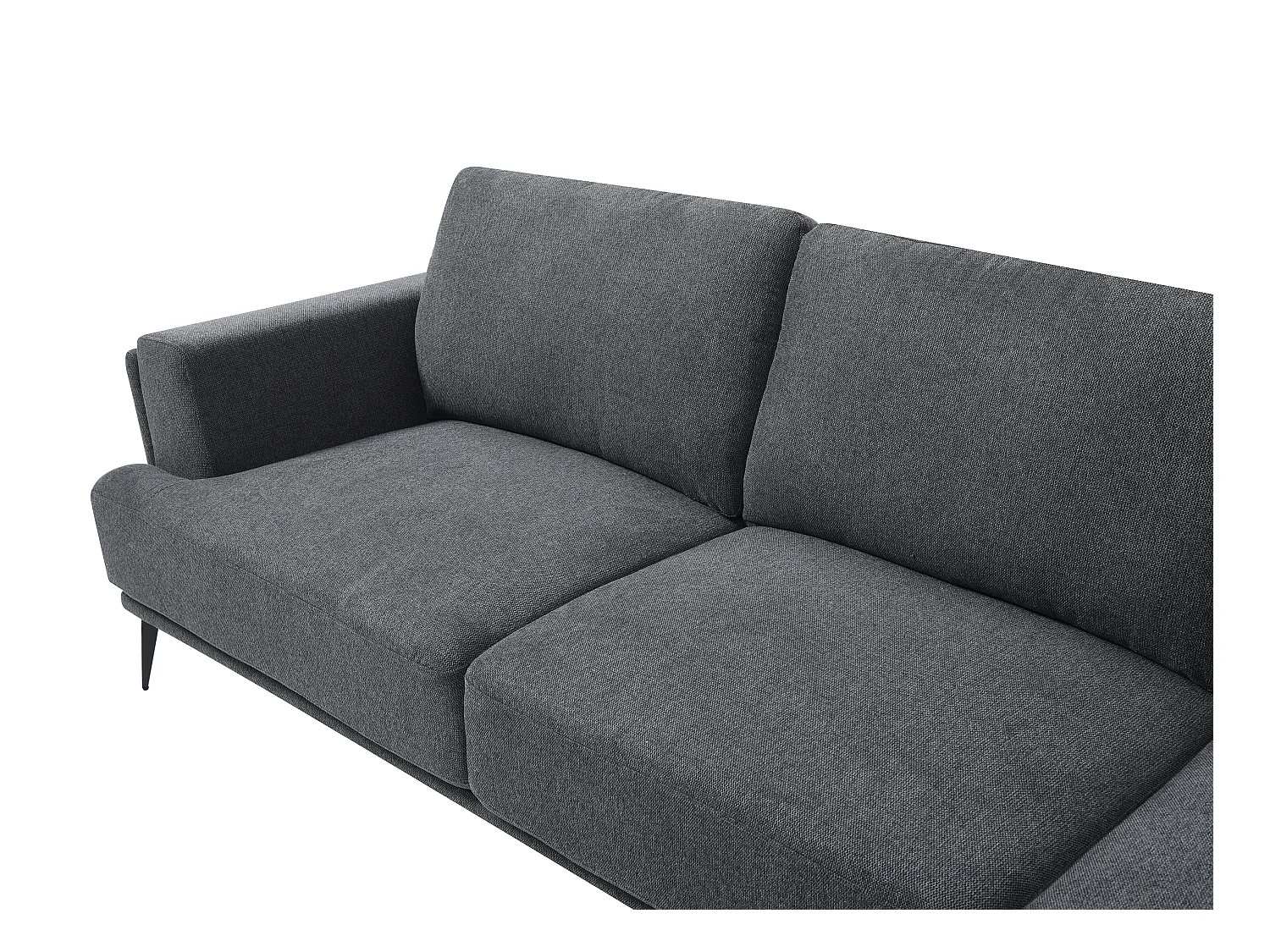 Canapé d'angle droit dossier avance-recule en tissu texturé gris anthracite ARSODA