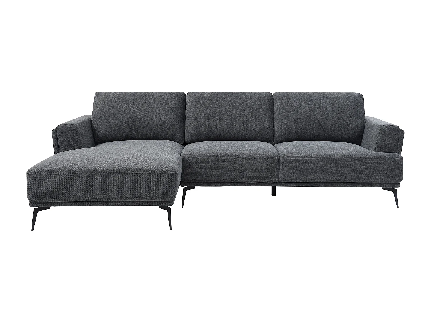 Höger vinkelformad soffa med skjutbart ryggstöd i texturerad antracitgrå tyg ARSODA