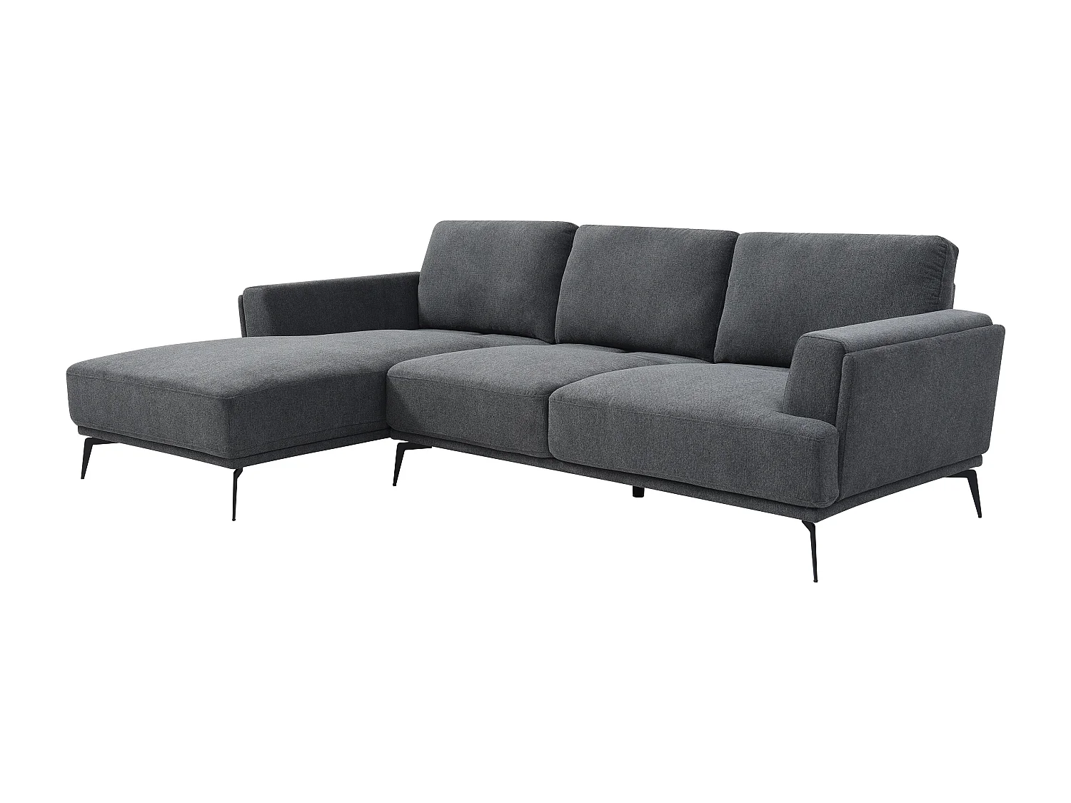 Höger vinkelformad soffa med skjutbart ryggstöd i texturerad antracitgrå tyg ARSODA